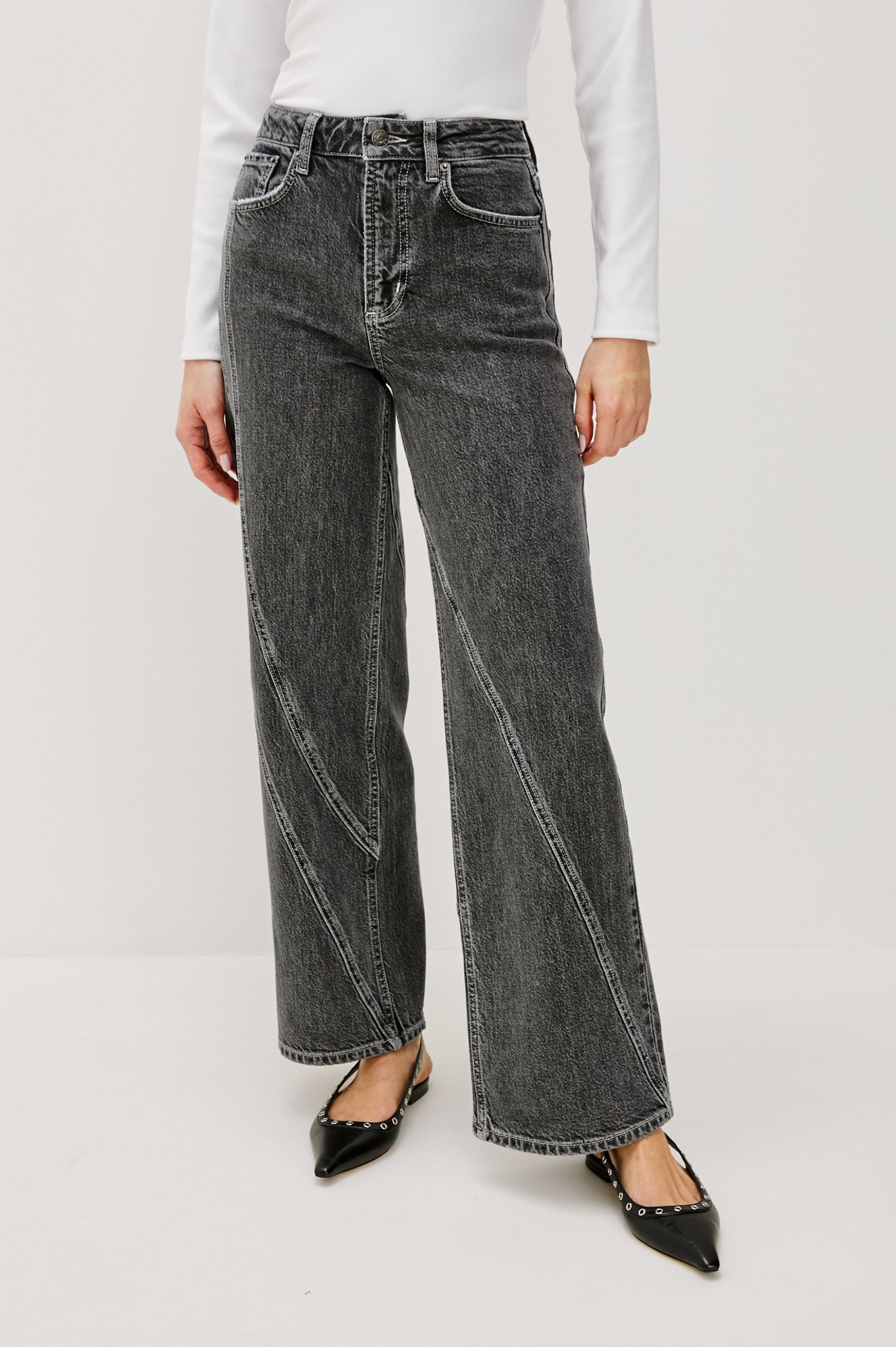 GETTY TWIST SEAM WIDE LEG - WASHED CHARCOAL - Image 3
