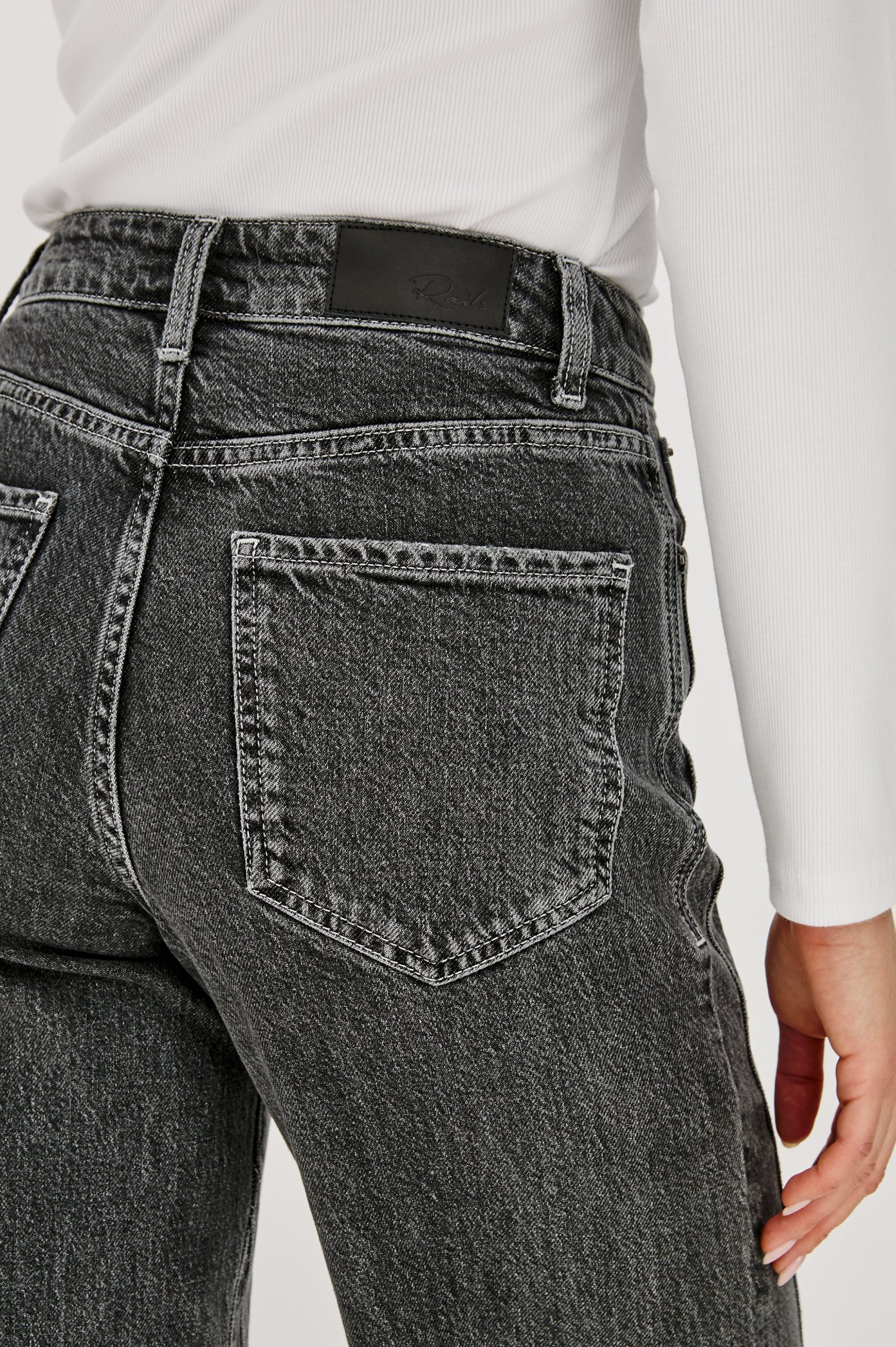 GETTY TWIST SEAM WIDE LEG - WASHED CHARCOAL - Image 4