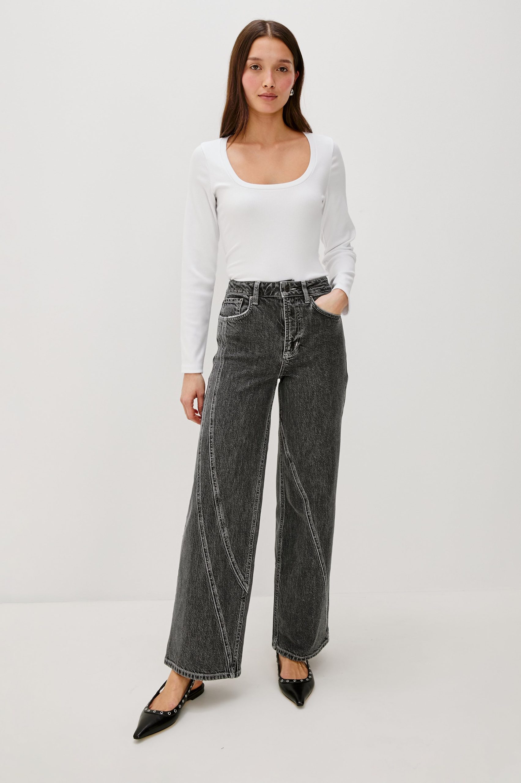 GETTY TWIST SEAM WIDE LEG - WASHED CHARCOAL