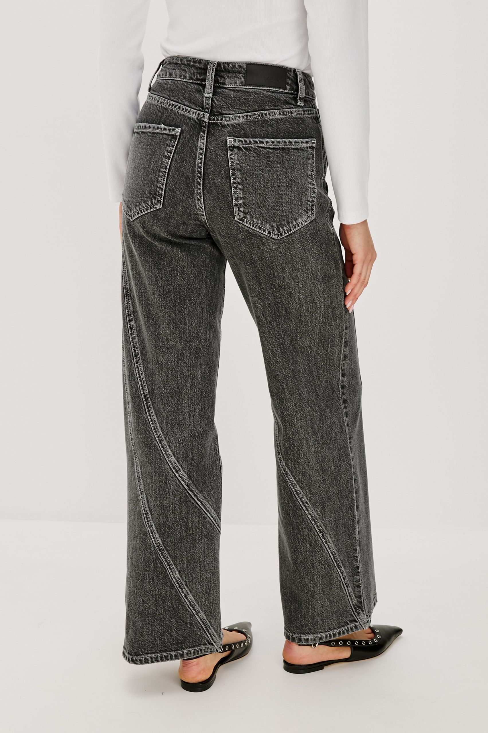 GETTY TWIST SEAM WIDE LEG - WASHED CHARCOAL - Image 5