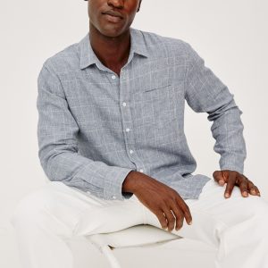 GRACY SHIRT - NAVY WHITE