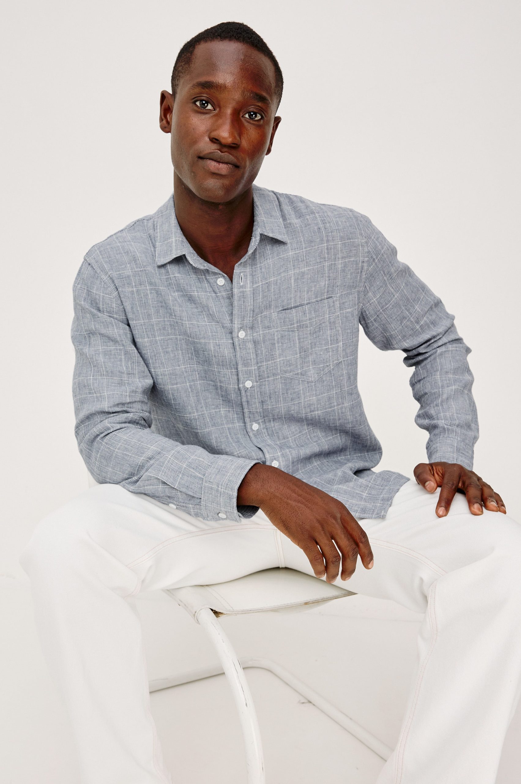 GRACY SHIRT - NAVY WHITE