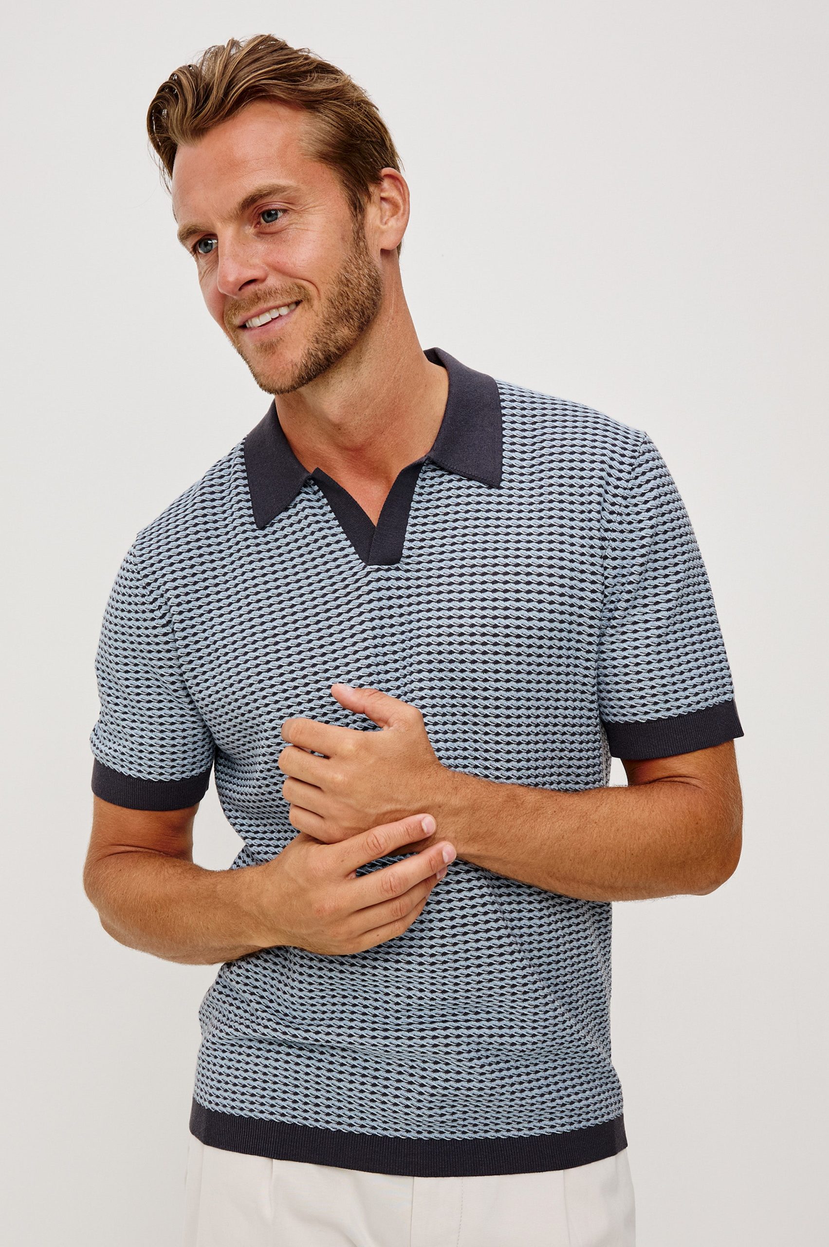 HAYDEN POLO SHIRT - BLUE LAGOON RIPPLE
