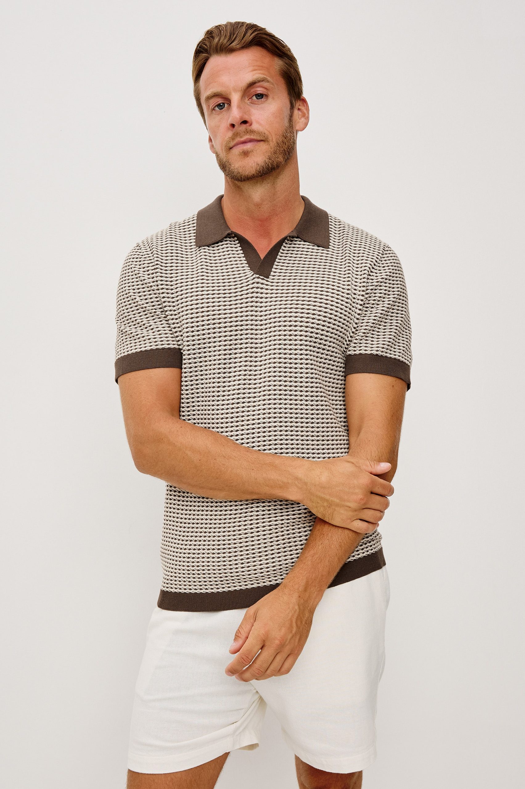 HAYDEN POLO SHIRT - OLIVE OAT RIPPLE