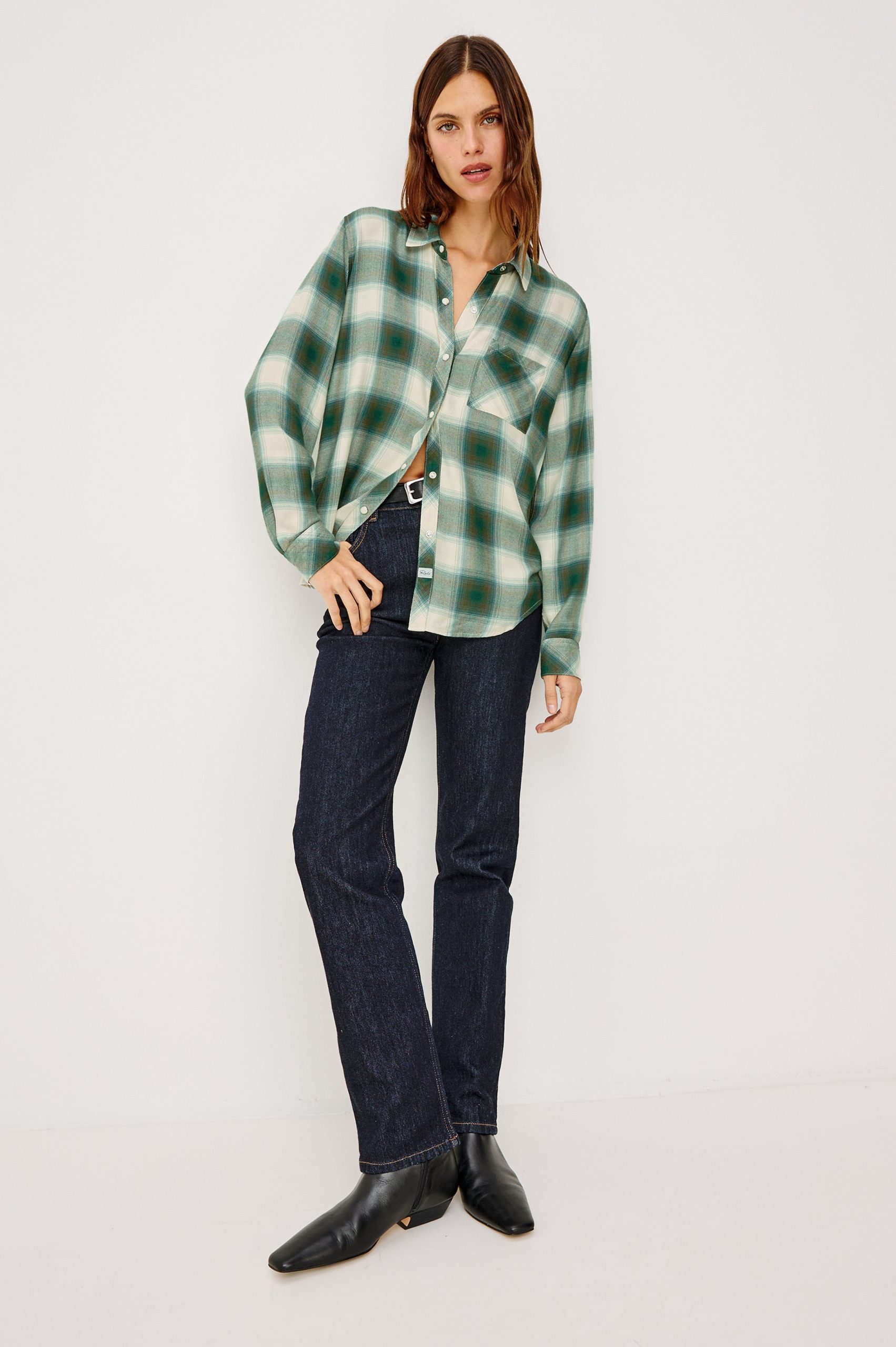 HUNTER SHIRT - IVORY OLIVE TEAL - Image 3