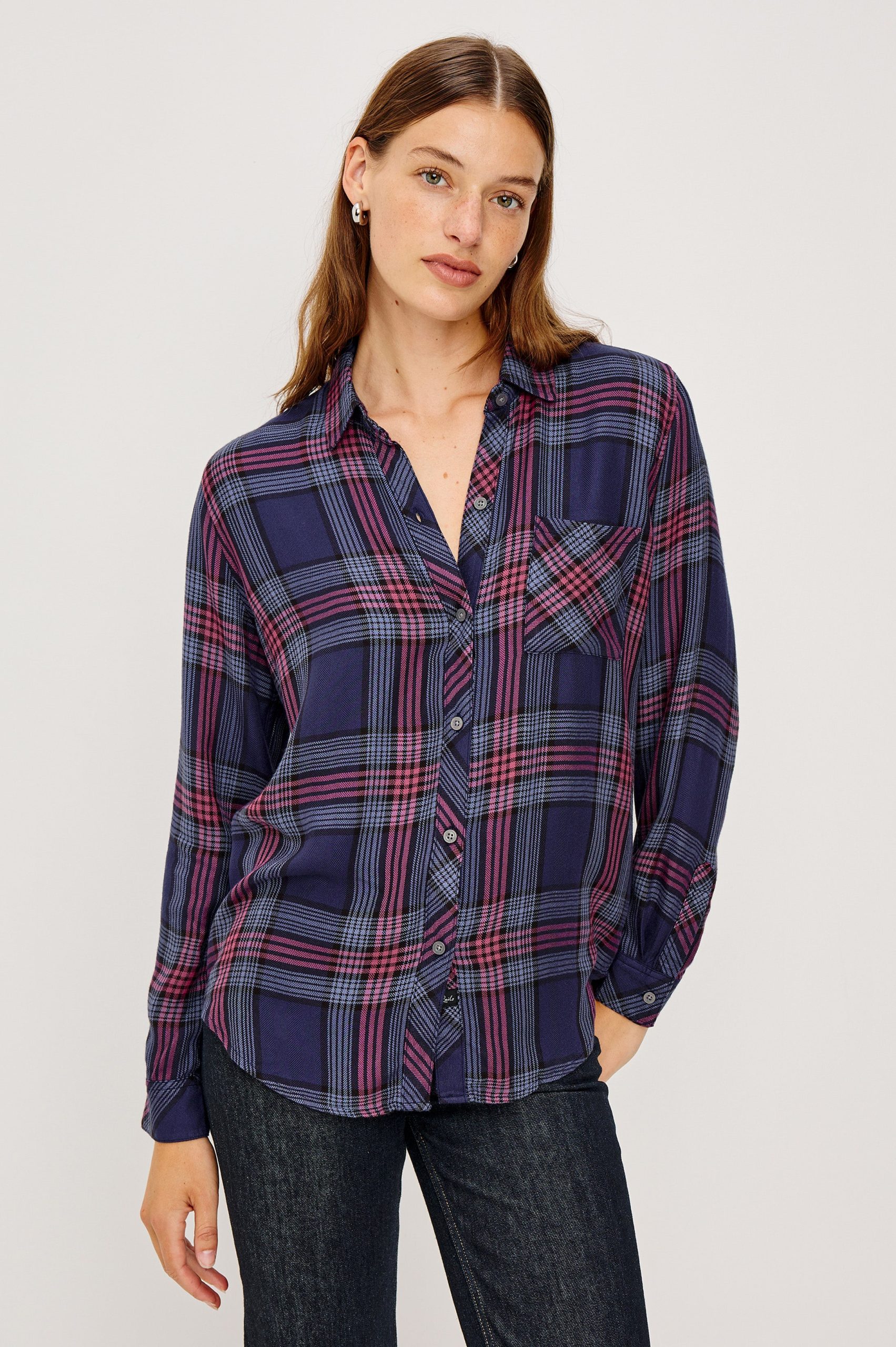 HUNTER SHIRT - NAVY ROSE ASTOR