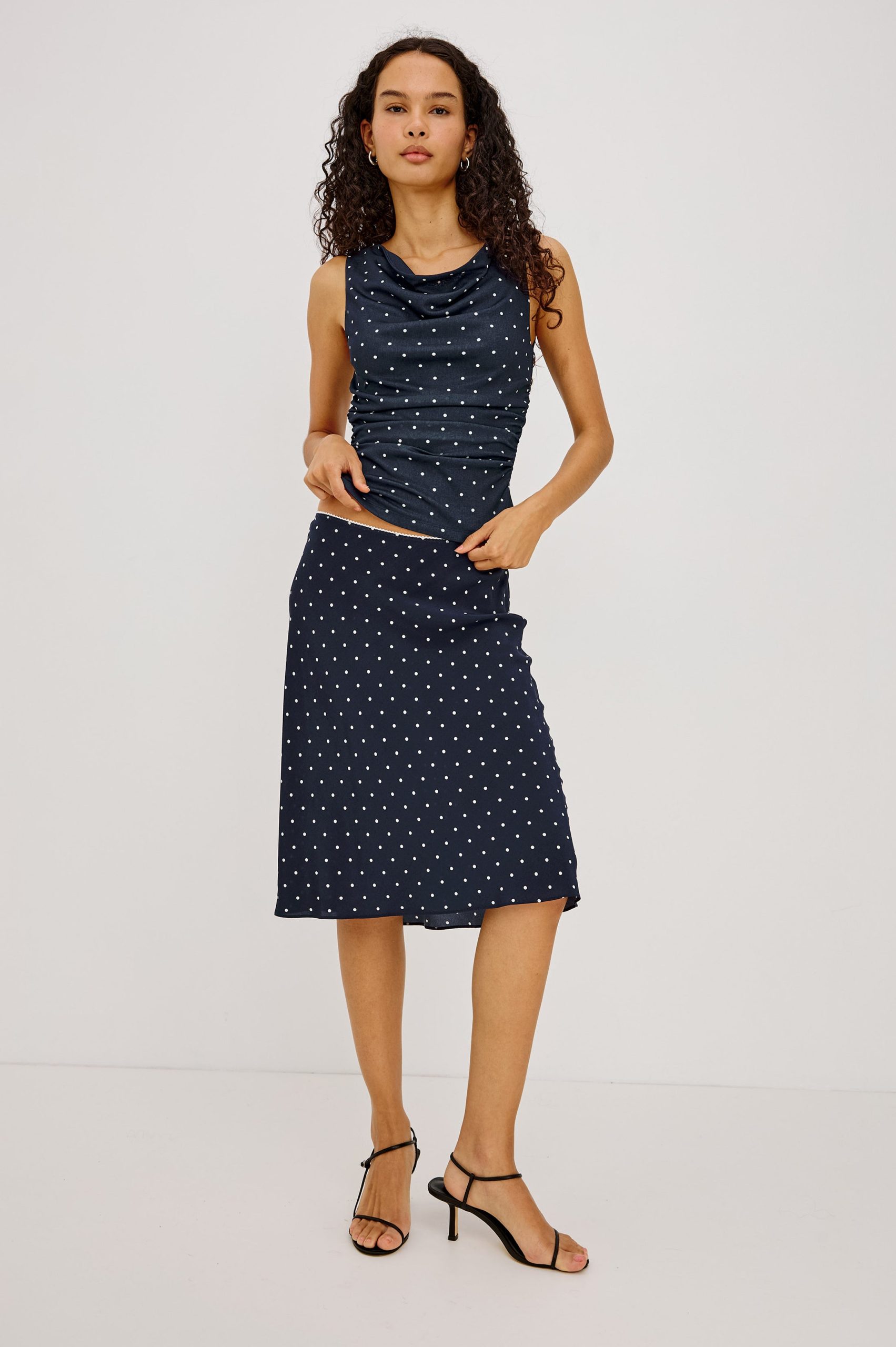 JOLENE SKIRT - NAVY POLKA DOTS - Image 3