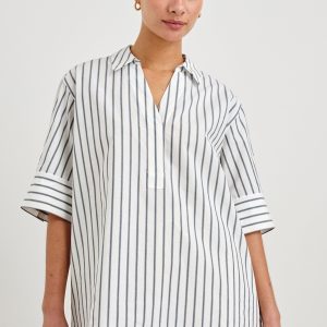 JUDA TOP - CHALK SLATE STRIPE