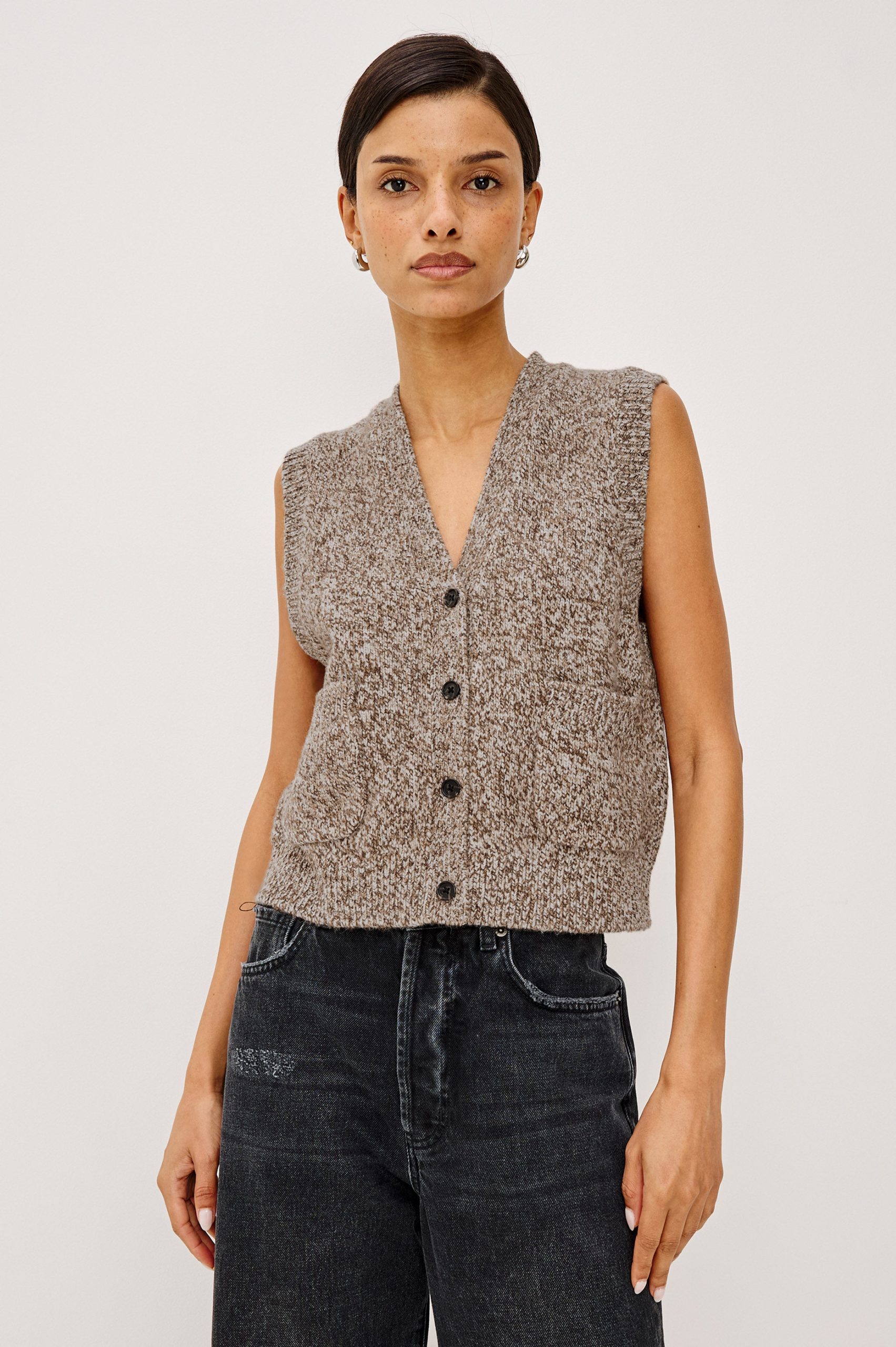 KASMIR VEST - BROWN MELANGE