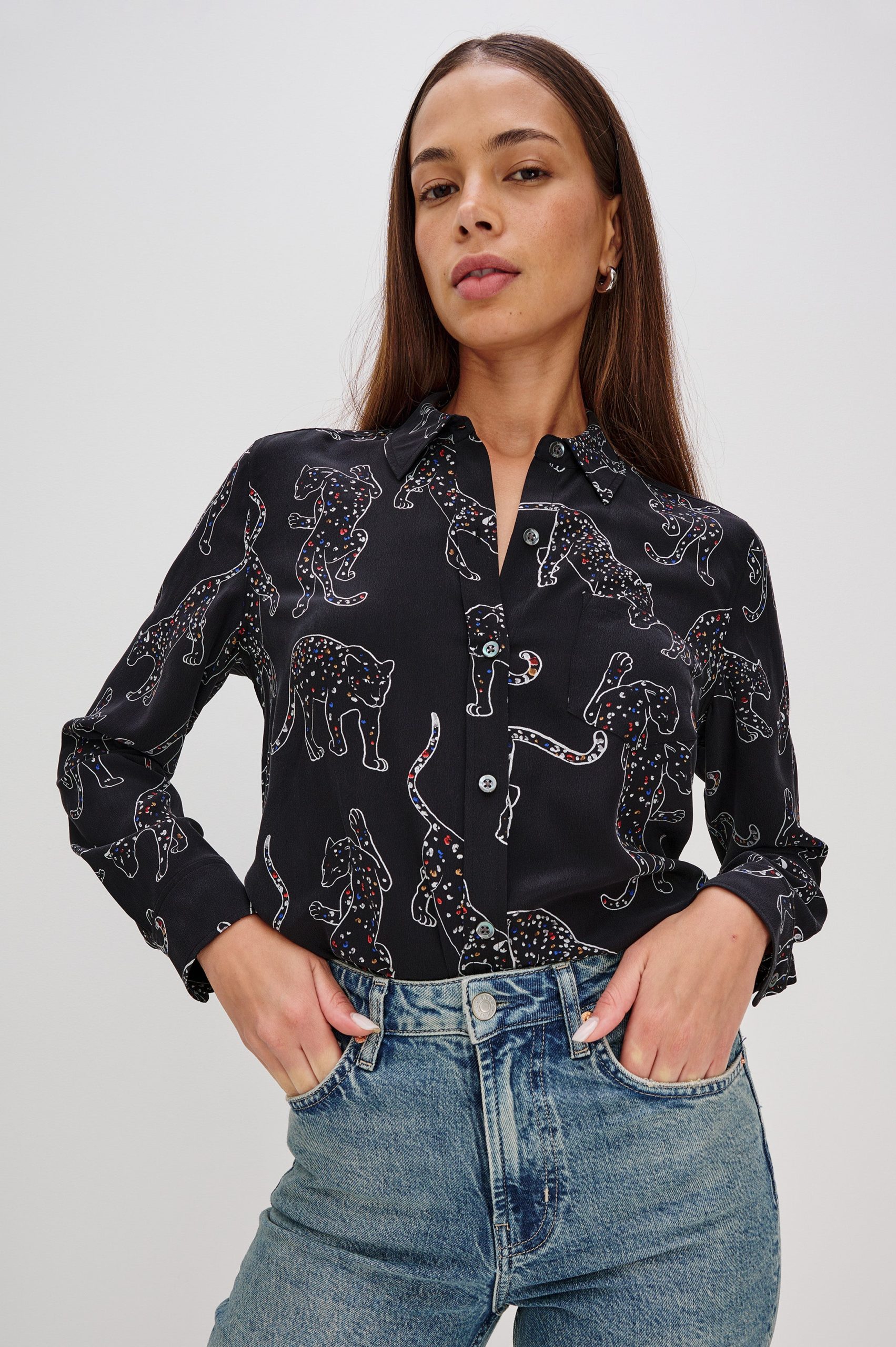 KATE SHIRT - BLACK JAGUARS