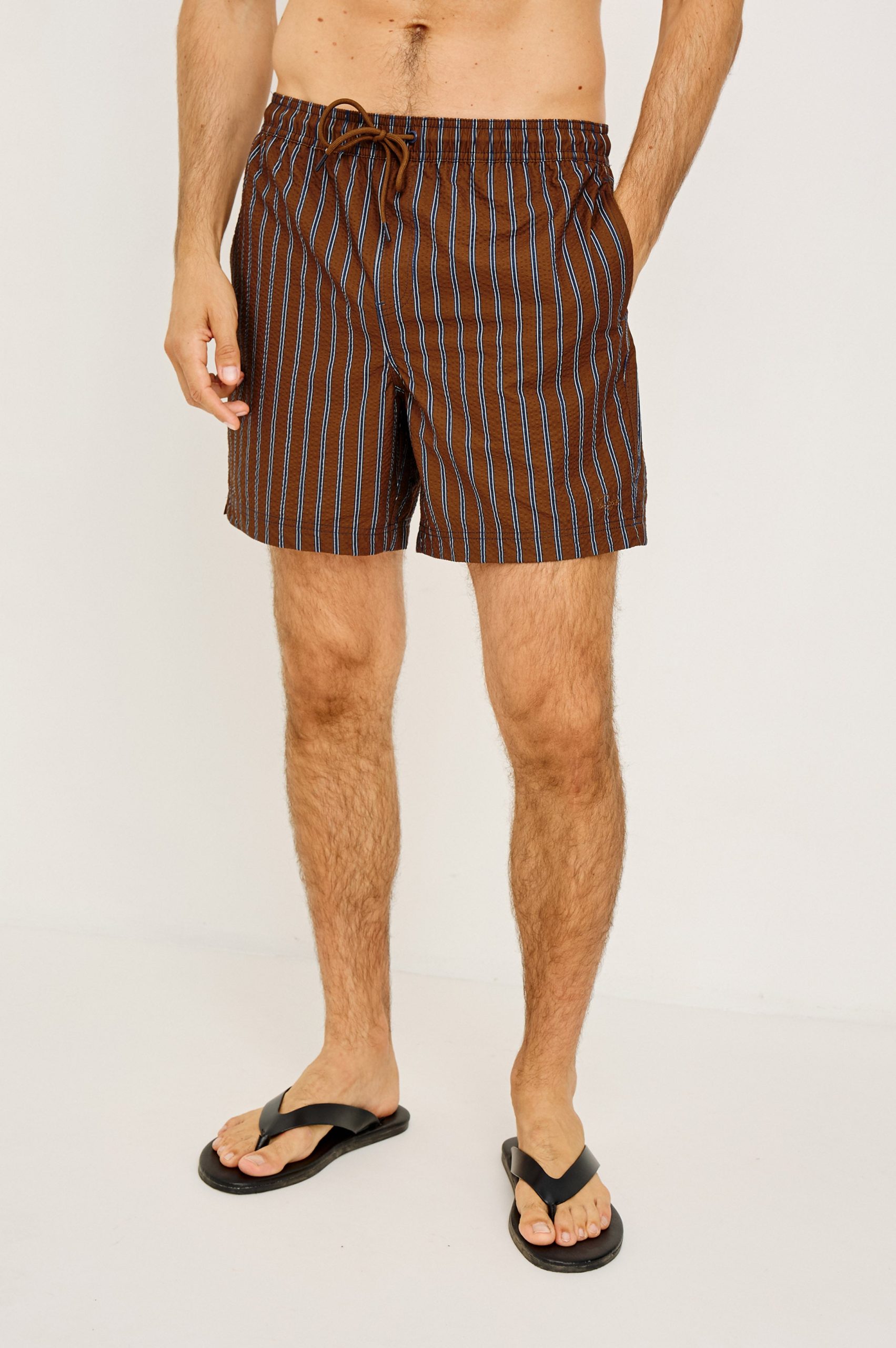 LA BREA SWIM SHORT - RUST NAVY STRIPE