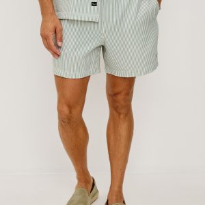 LA BREA SWIM SHORT - SAGE WHITE SEERSUCKER