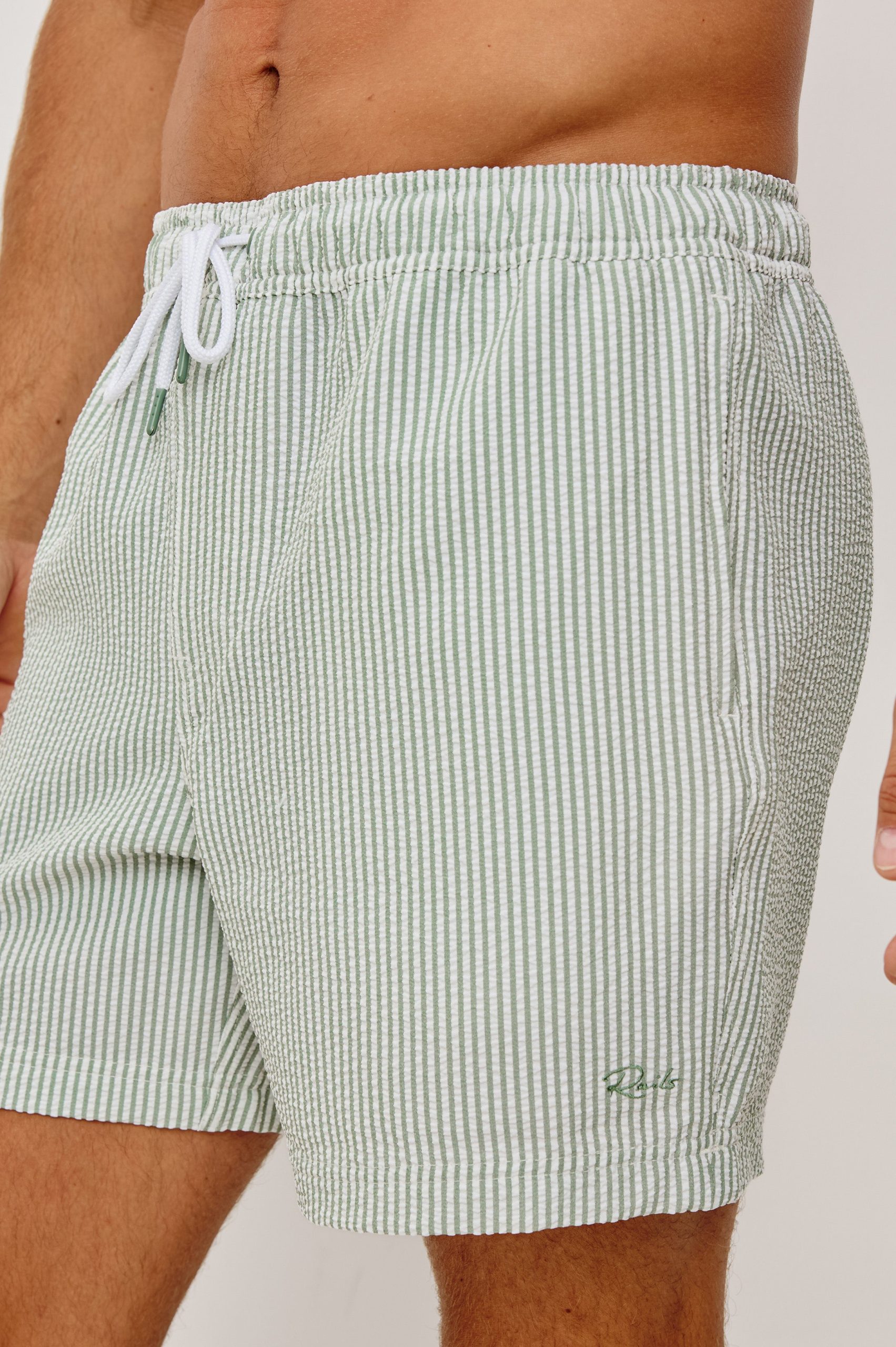 LA BREA SWIM SHORT - SAGE WHITE SEERSUCKER - Image 4