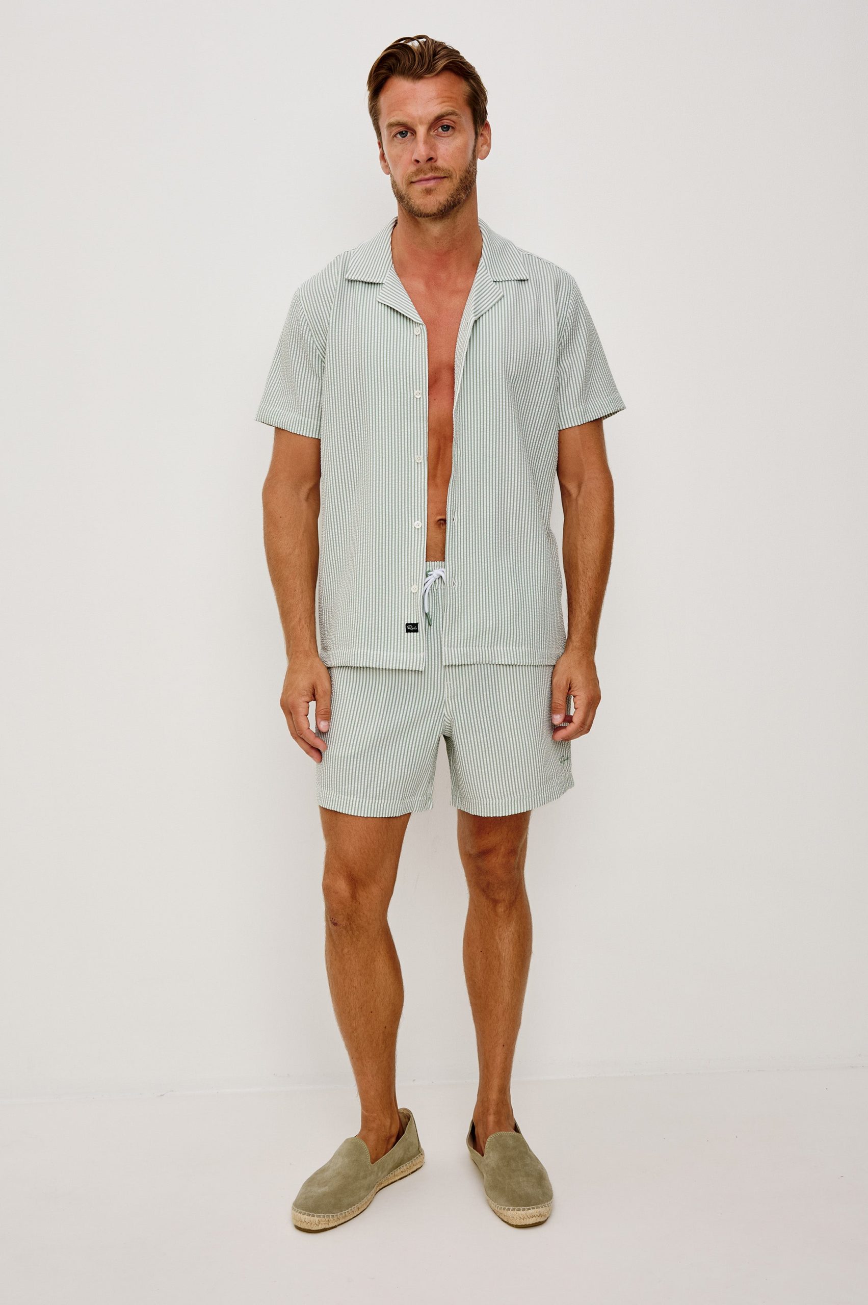 LA BREA SWIM SHORT - SAGE WHITE SEERSUCKER - Image 3