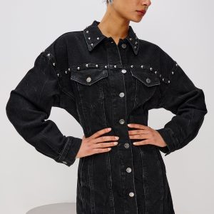 LADERA DRESS - BLACK STONE STUDDED