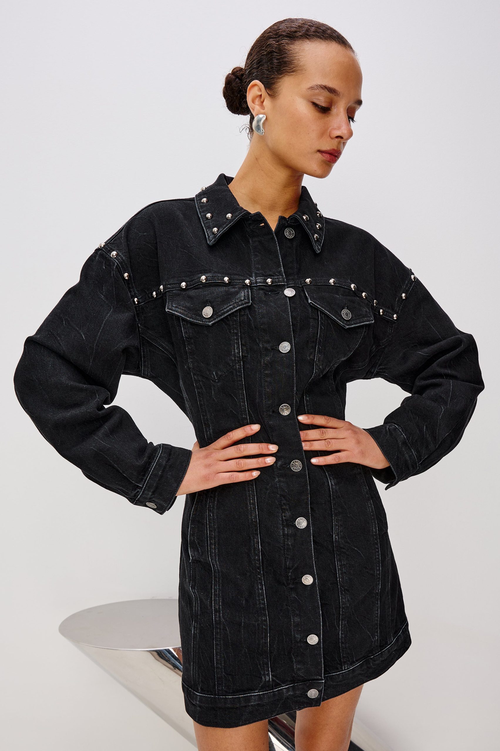 LADERA DRESS - BLACK STONE STUDDED