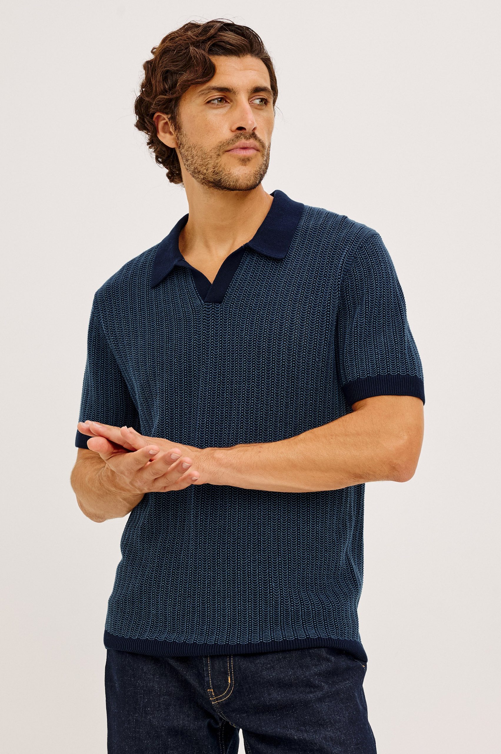 LANGLEY POLO SHIRT - NAVY MARINE RIPPLE - Image 4