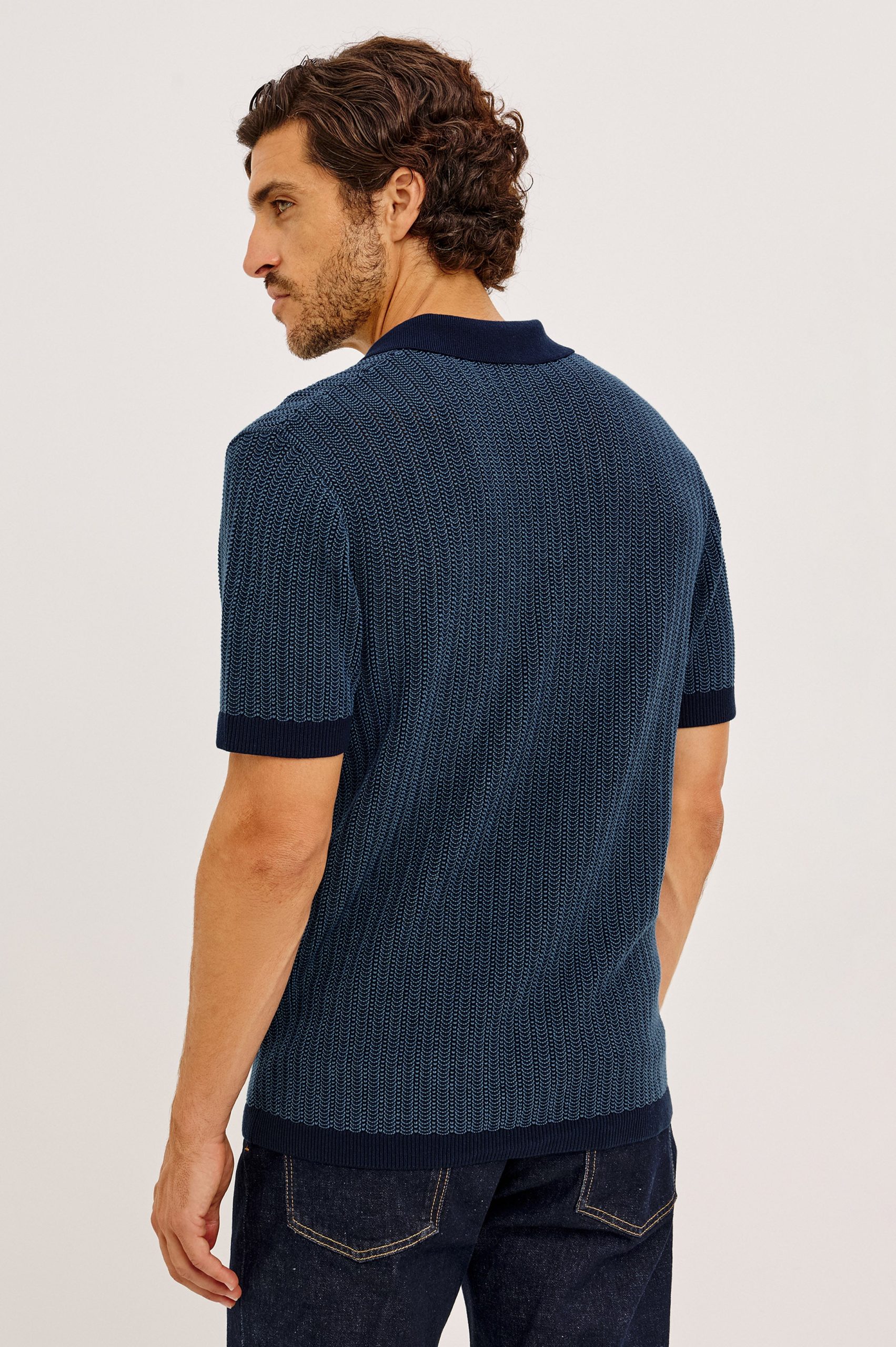 LANGLEY POLO SHIRT - NAVY MARINE RIPPLE - Image 5