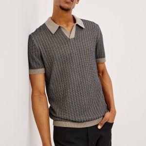 LANGLEY POLO SHIRT - OAT MIDNIGHT RIPPLE
