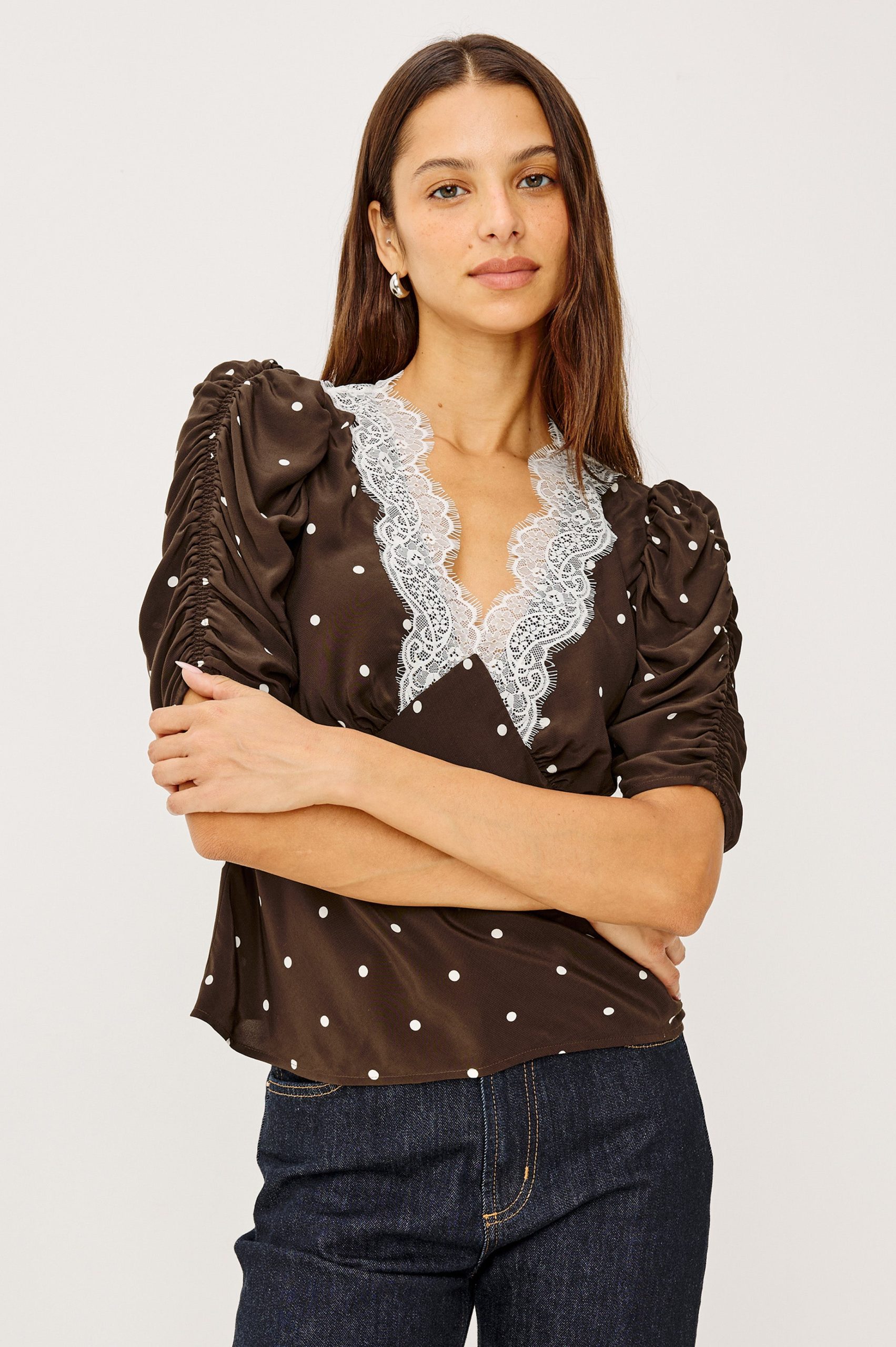 LAZARA TOP - COCOA POLKA DOTS - Image 4