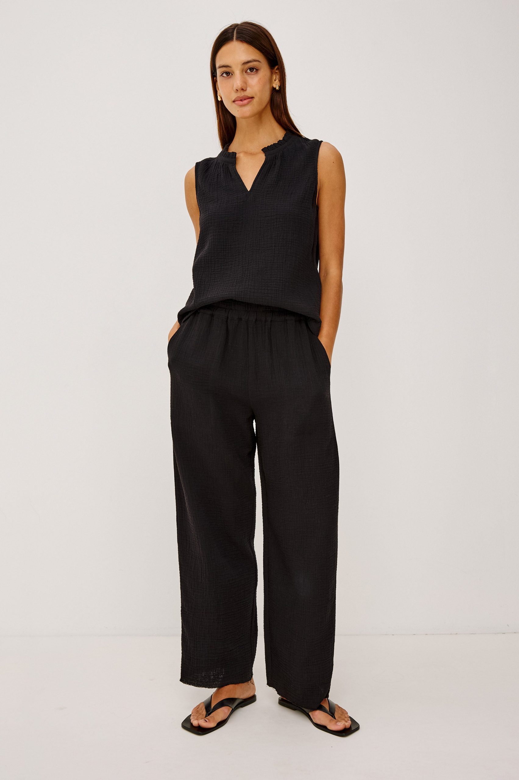 LEON CROP PANT - BLACK GAUZE - Image 3