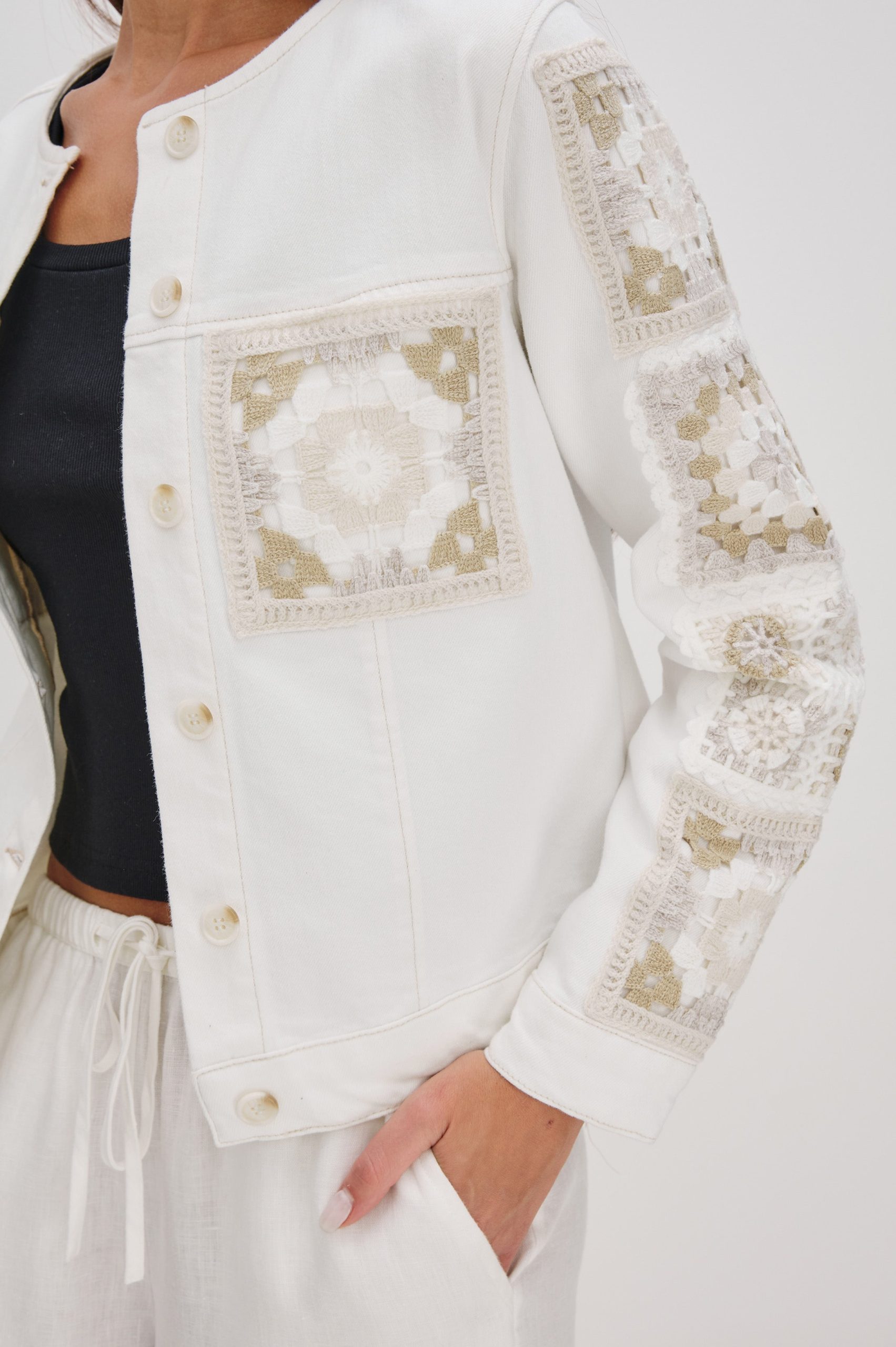 LIDO JACKET - VINTAGE ECRU CROCHET - Image 2