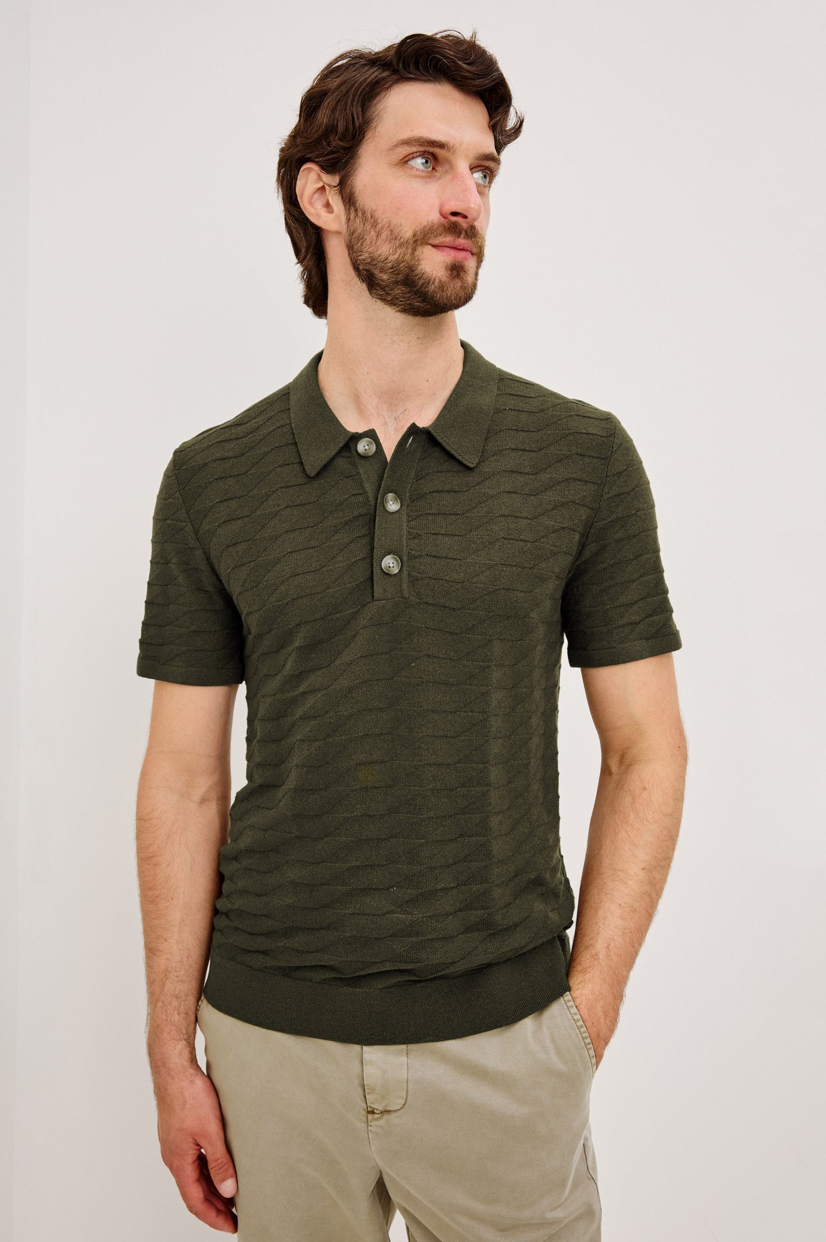 LINDEN POLO SHIRT - ANCIENT OLIVE PRISM - Image 3