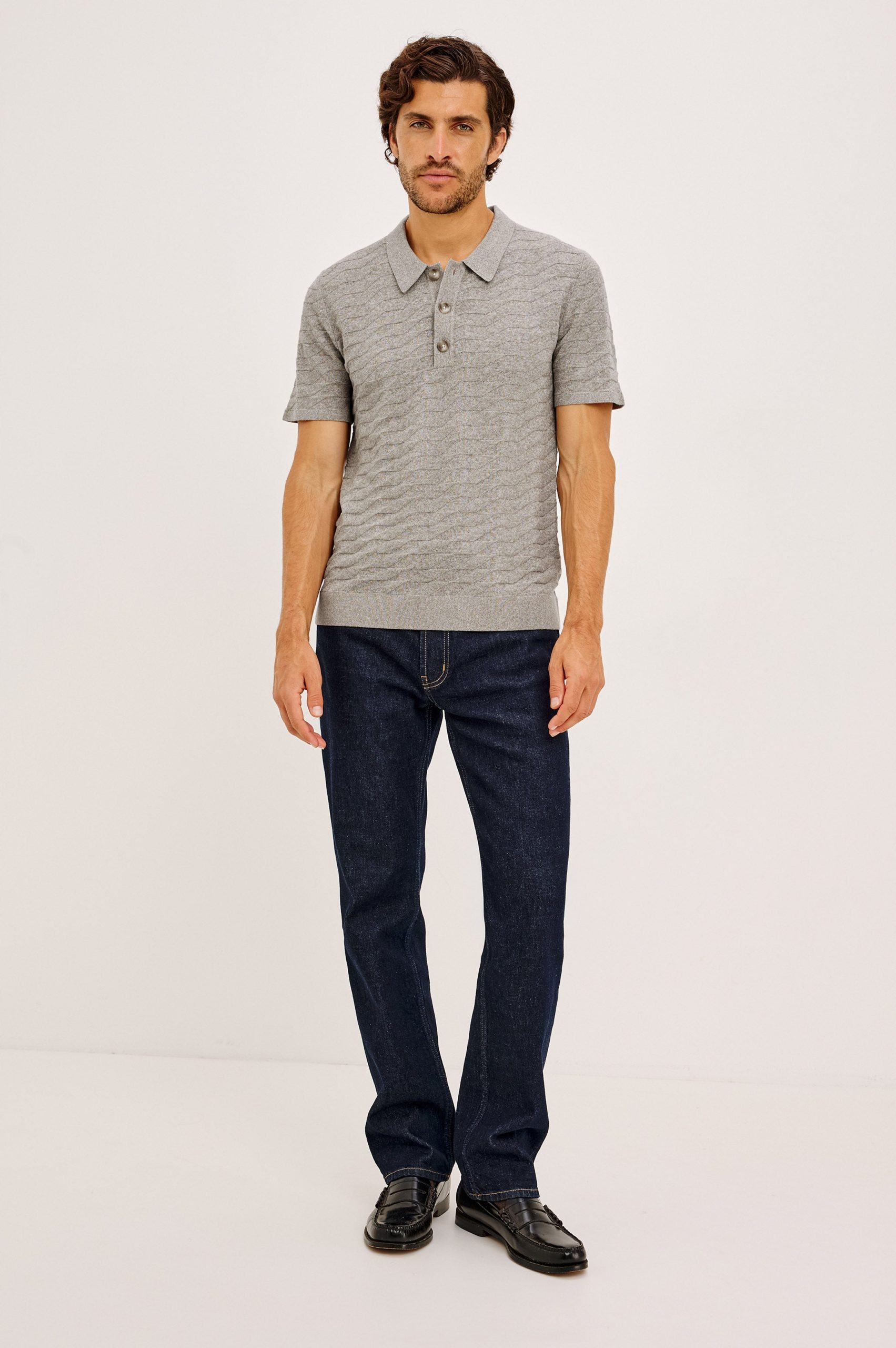LINDEN POLO SHIRT - HEATHER GREY PRISM - Image 3
