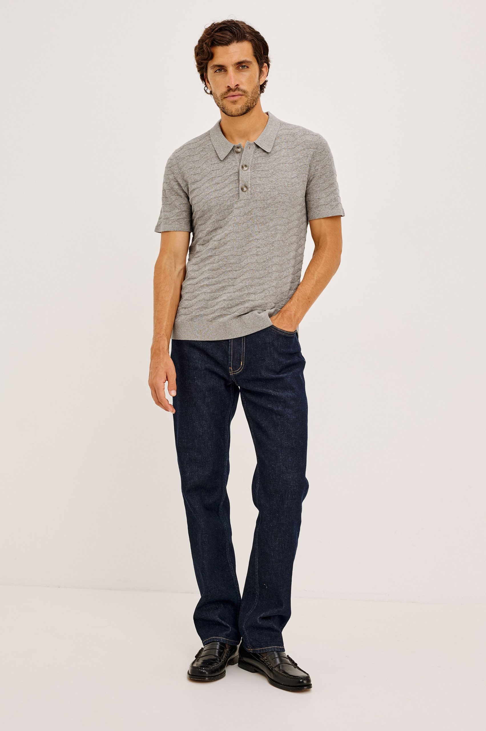 LINDEN POLO SHIRT - HEATHER GREY PRISM - Image 4