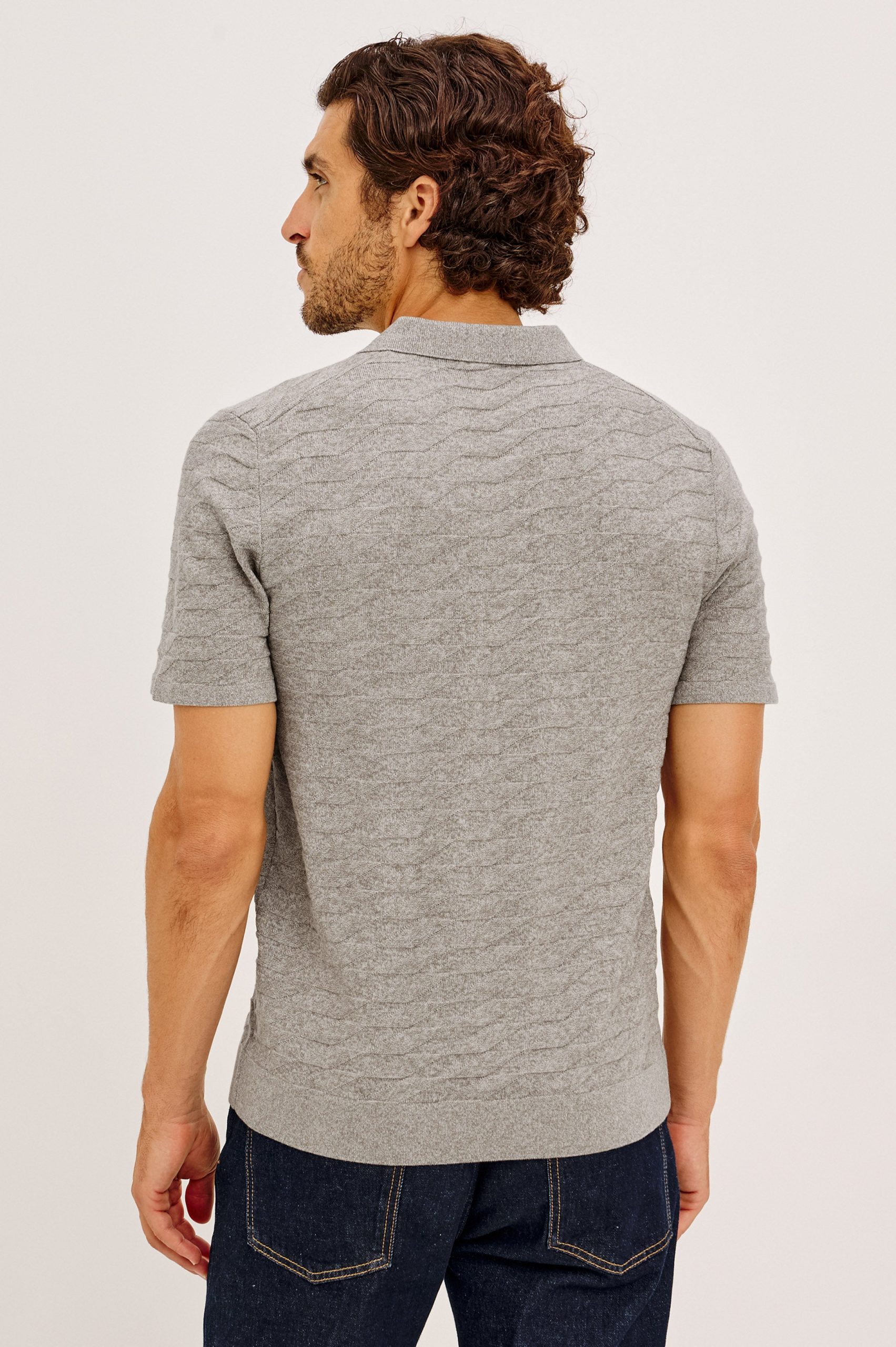 LINDEN POLO SHIRT - HEATHER GREY PRISM - Image 5