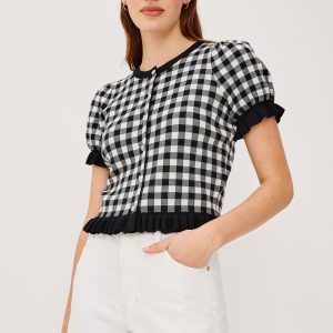 LORA TOP - BLACK WHITE GINGHAM