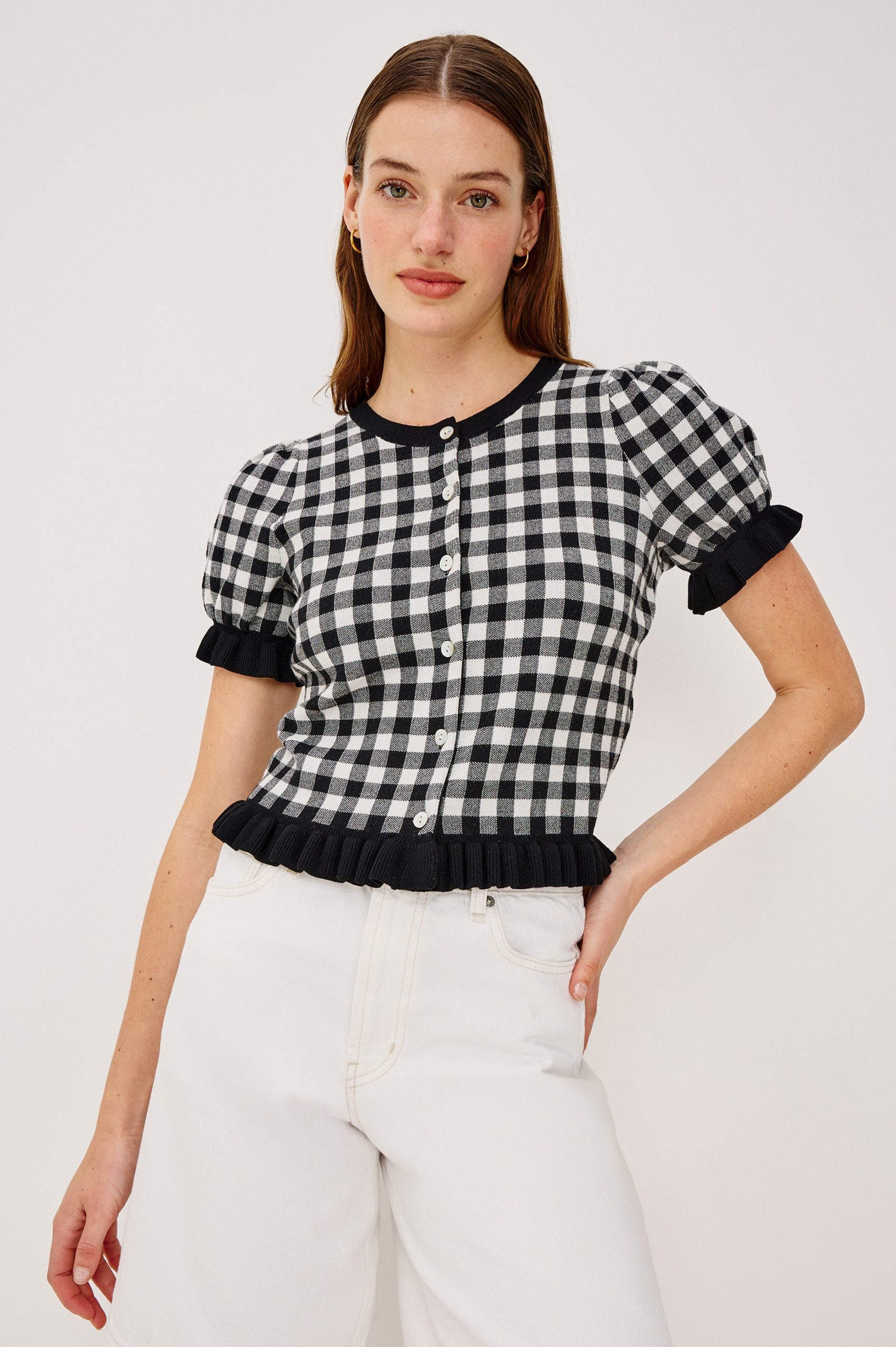 LORA TOP - BLACK WHITE GINGHAM - Image 2