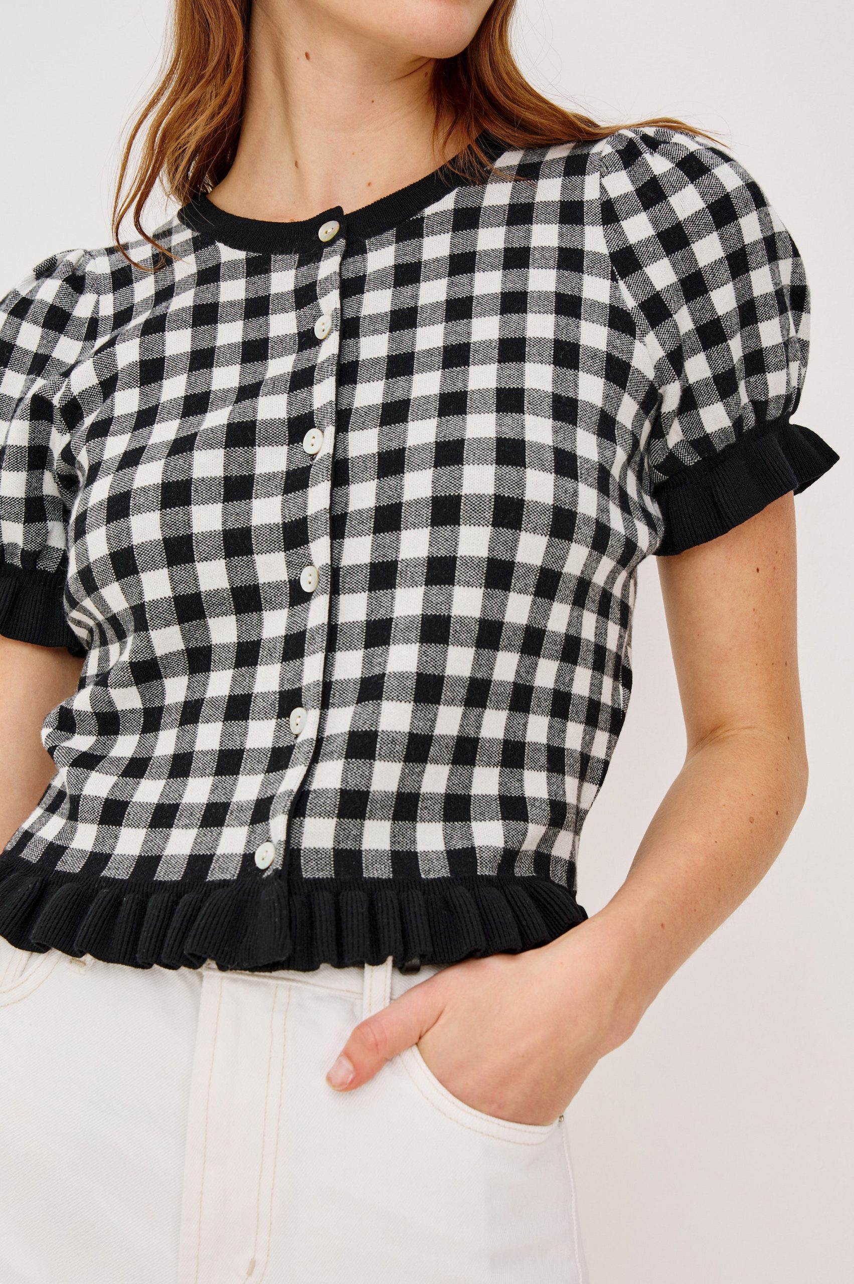 LORA TOP - BLACK WHITE GINGHAM - Image 3