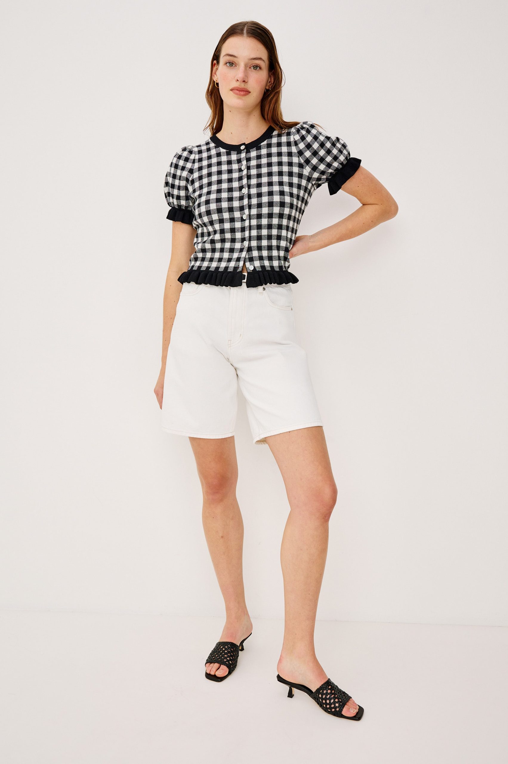 LORA TOP - BLACK WHITE GINGHAM - Image 4