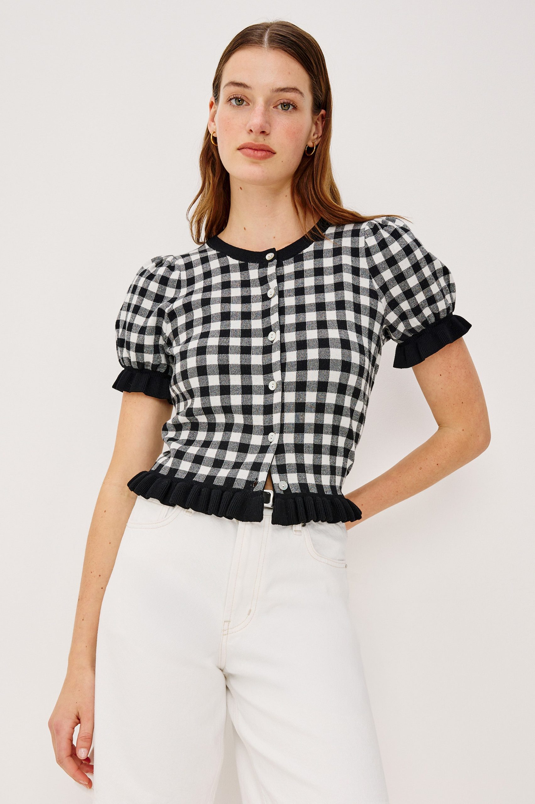 LORA TOP - BLACK WHITE GINGHAM - Image 5
