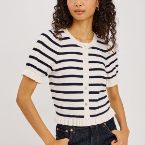 LORA TOP - IVORY NAVY STRIPE