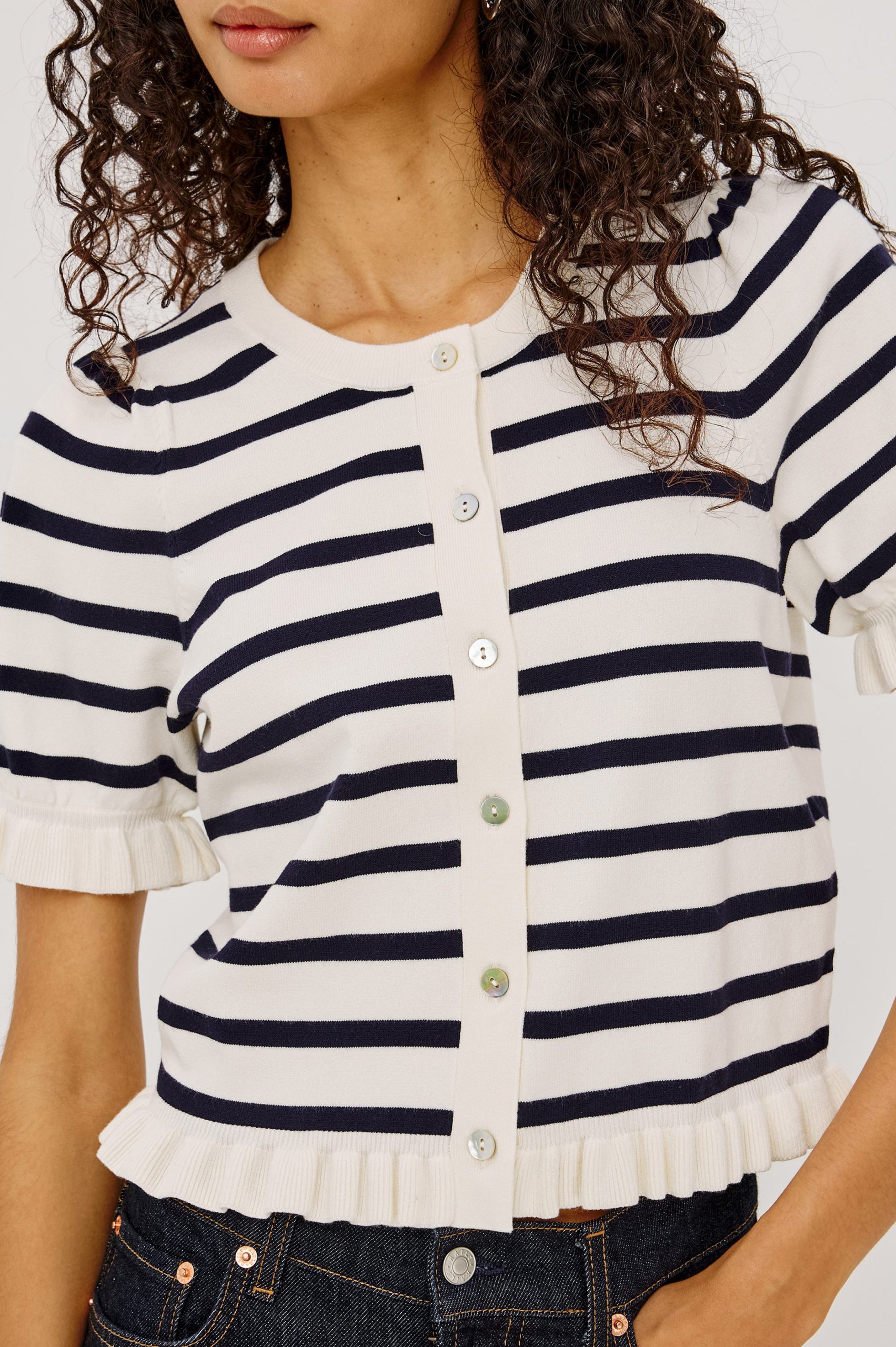 LORA TOP - IVORY NAVY STRIPE - Image 2