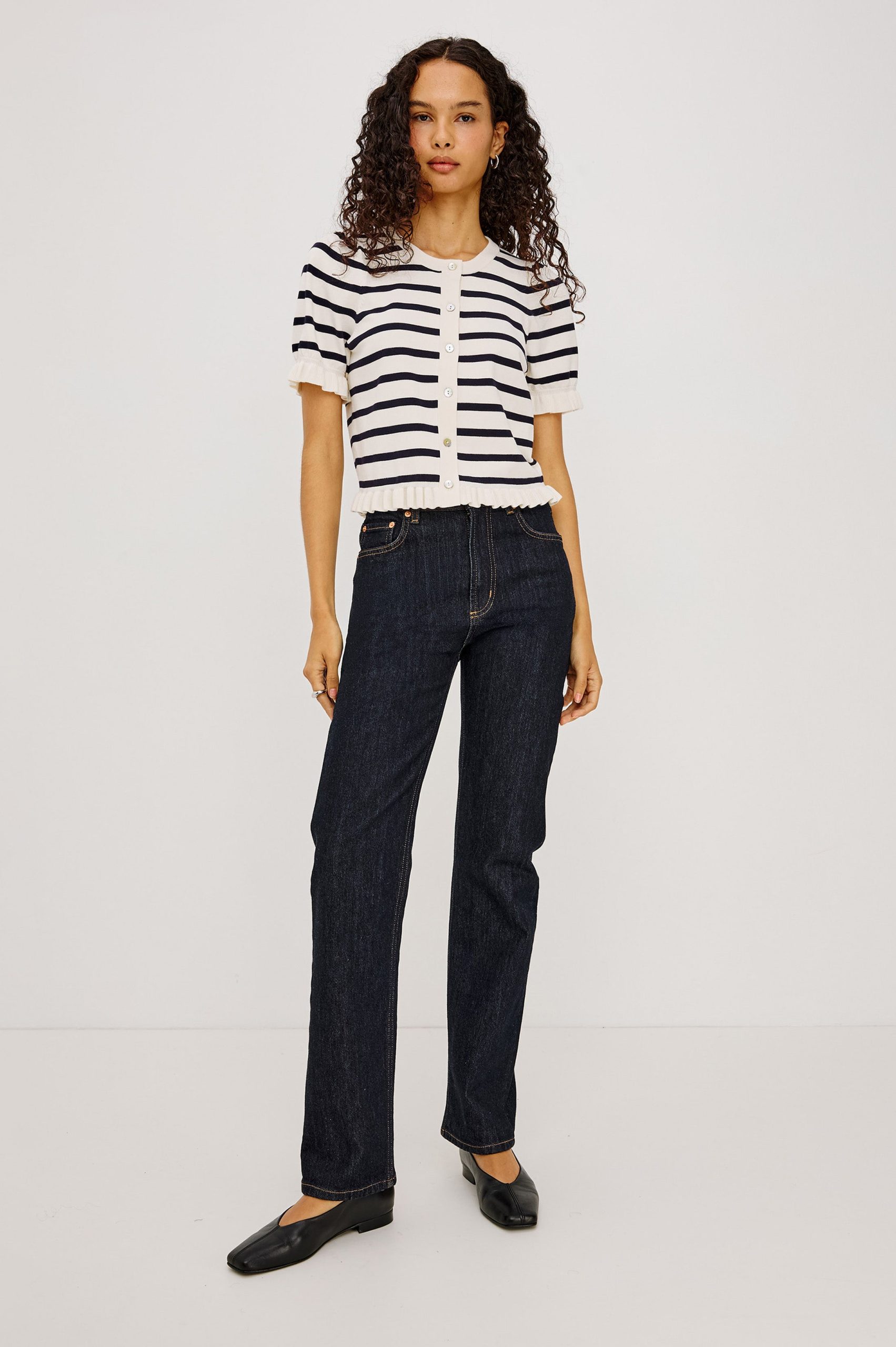 LORA TOP - IVORY NAVY STRIPE - Image 3