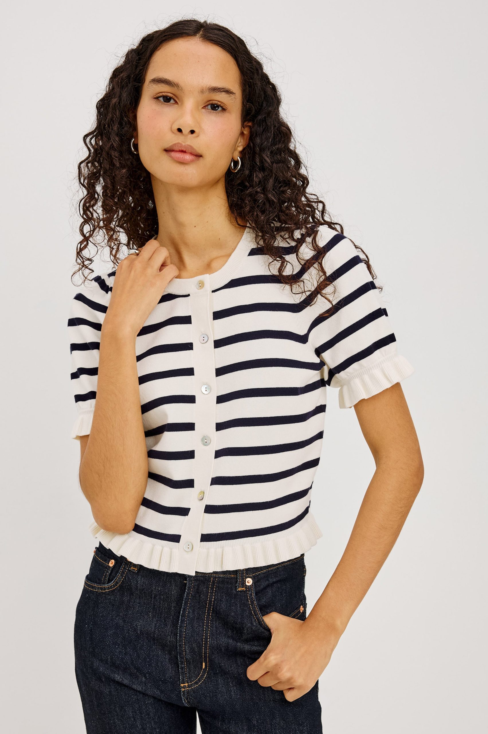 LORA TOP - IVORY NAVY STRIPE - Image 4