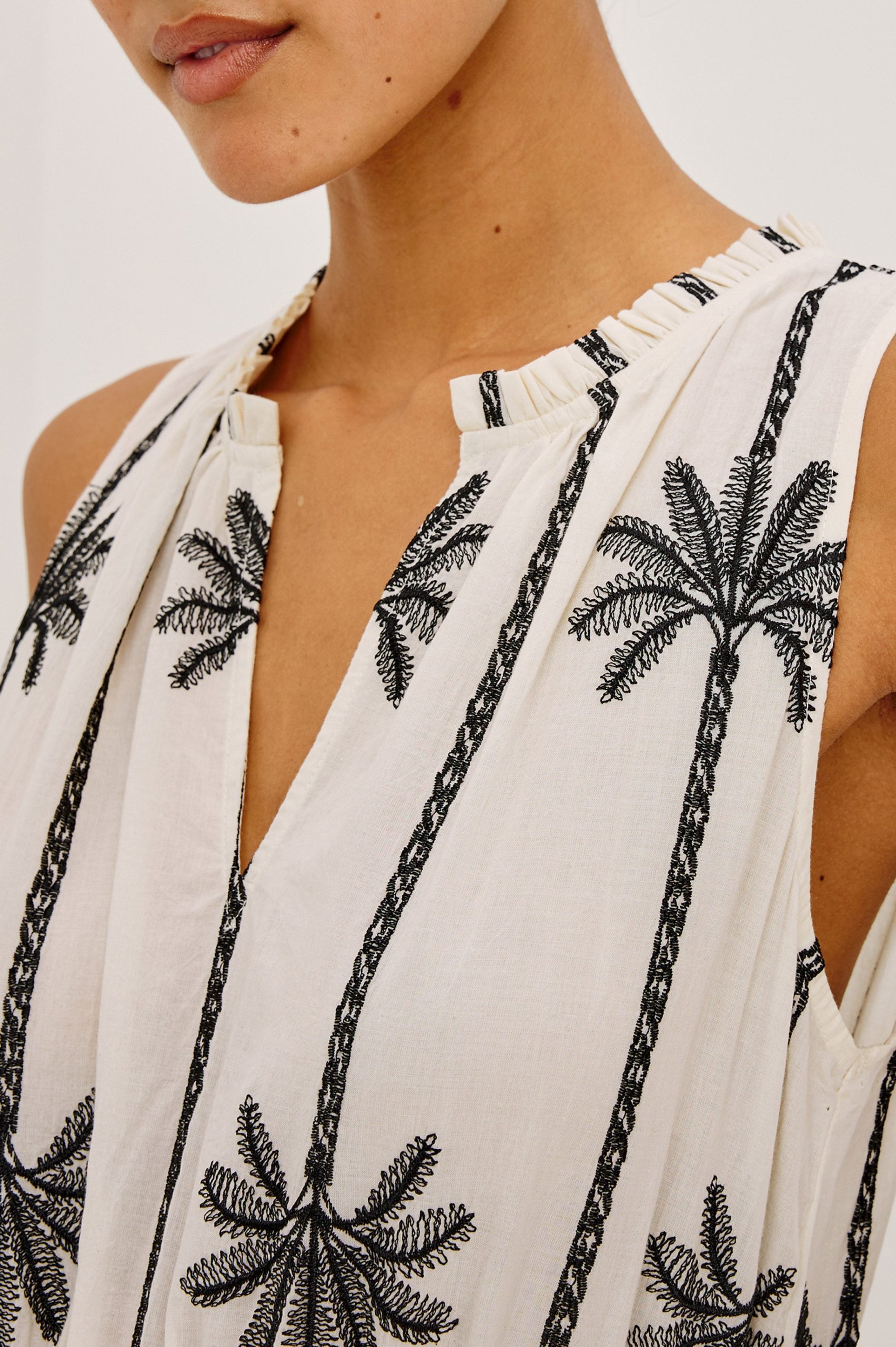 LOULOU DRESS - EMBROIDERED PALMS - Image 2