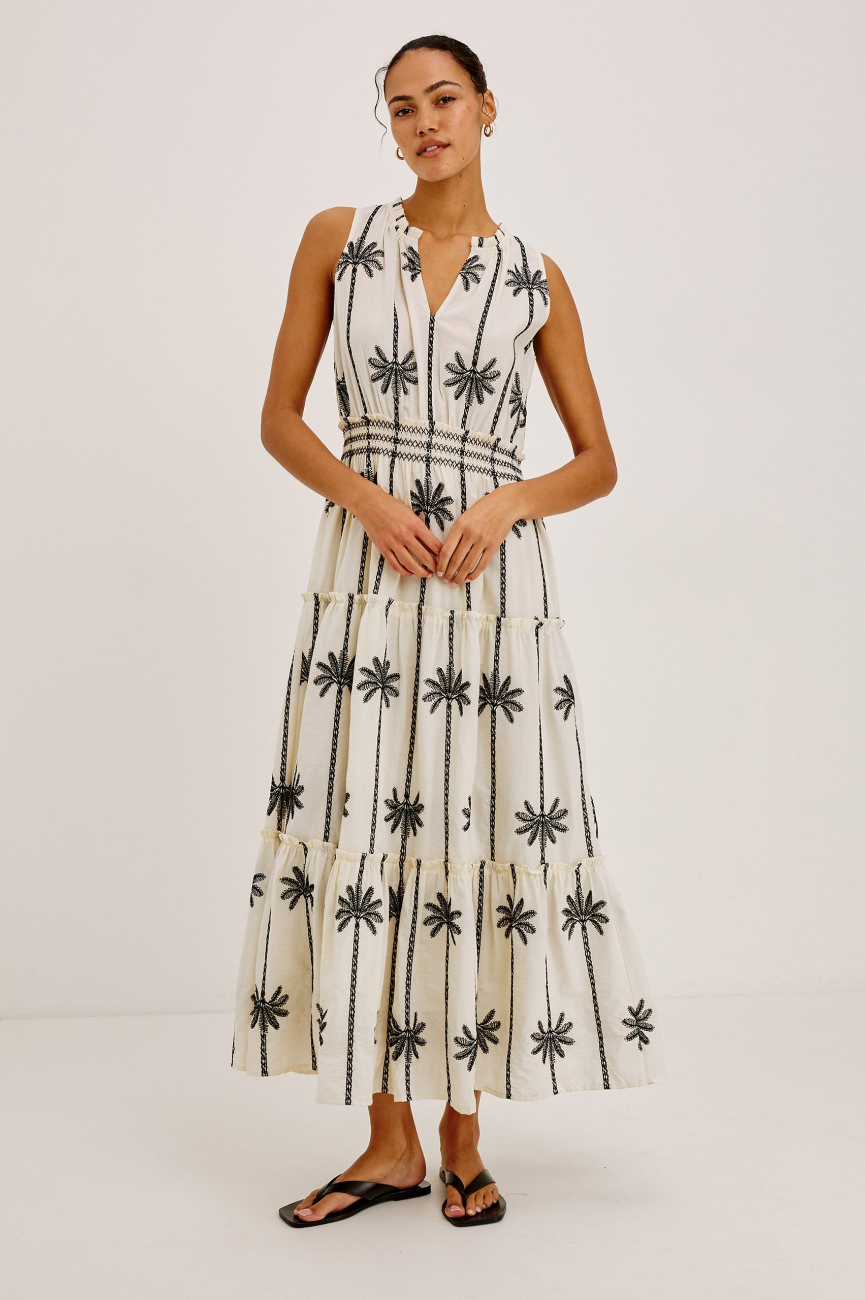 LOULOU DRESS - EMBROIDERED PALMS - Image 3