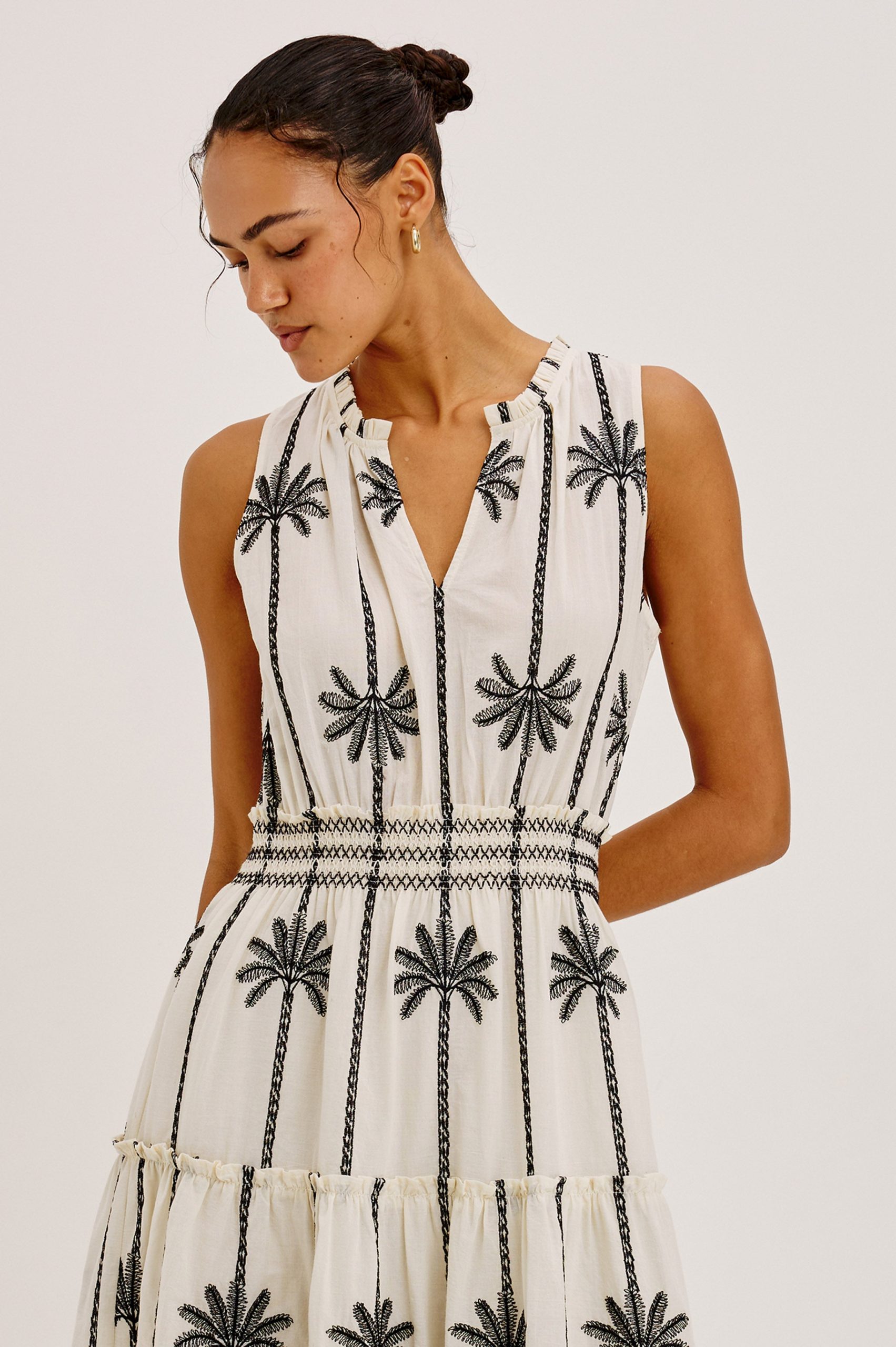 LOULOU DRESS - EMBROIDERED PALMS - Image 4