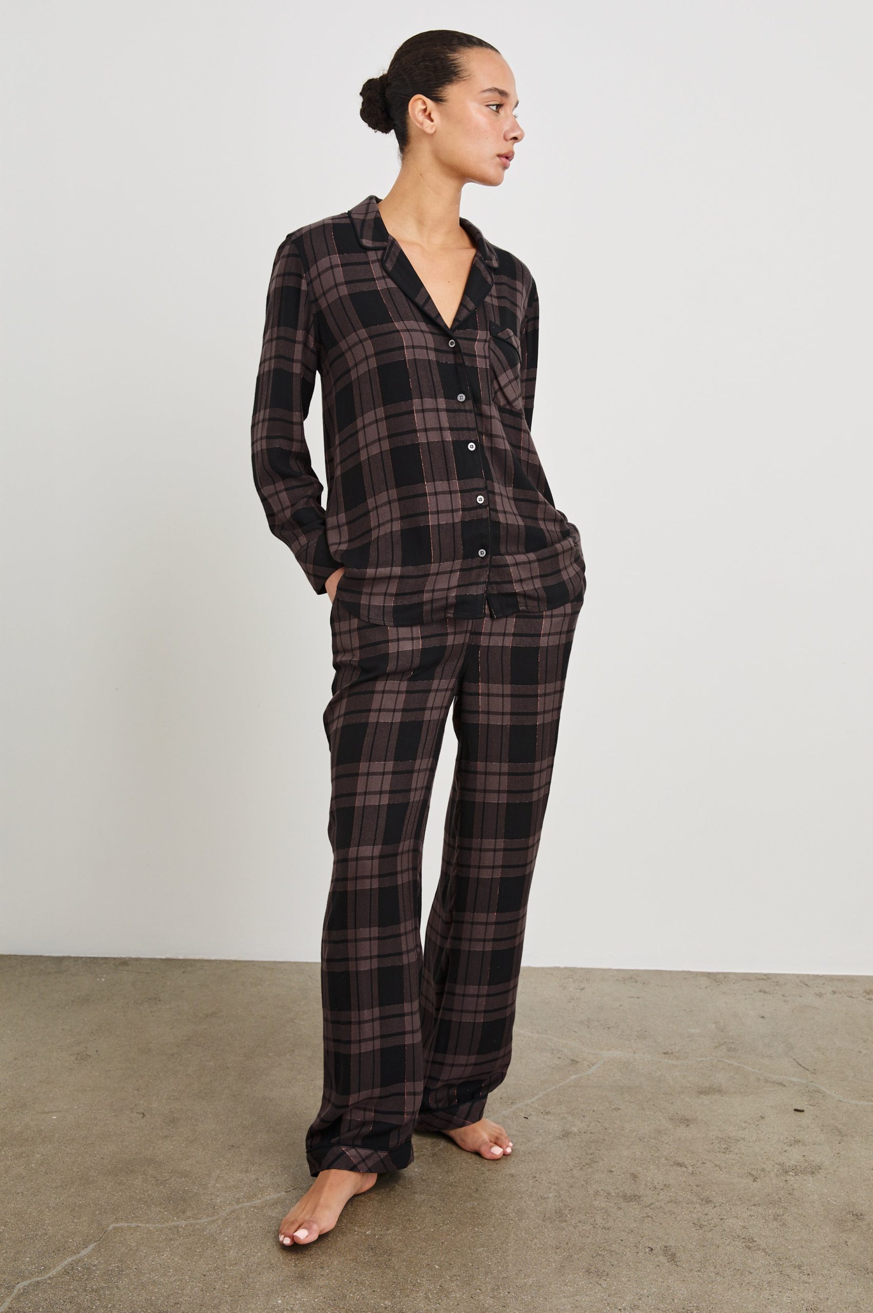 LUNA PAJAMA SET - MAUVE BRONZE METALLIC PITCH - Image 3