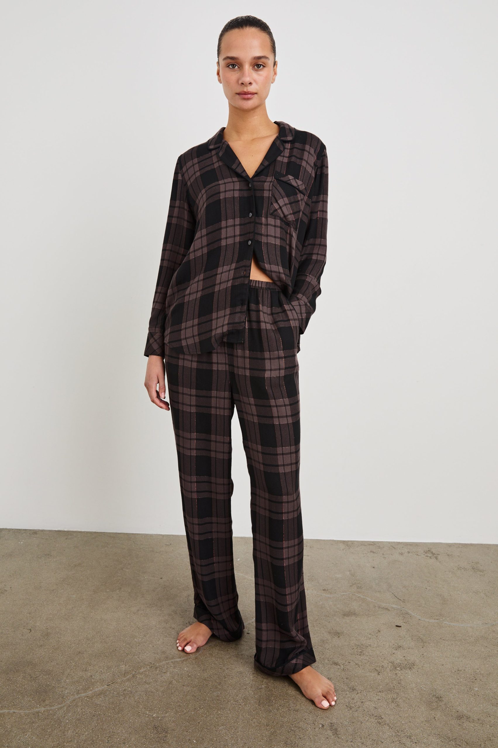 LUNA PAJAMA SET - MAUVE BRONZE METALLIC PITCH