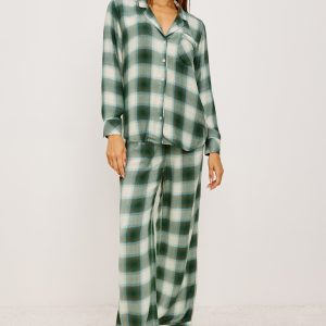 LUNA PAJAMA SET - IVORY OLIVE TEAL