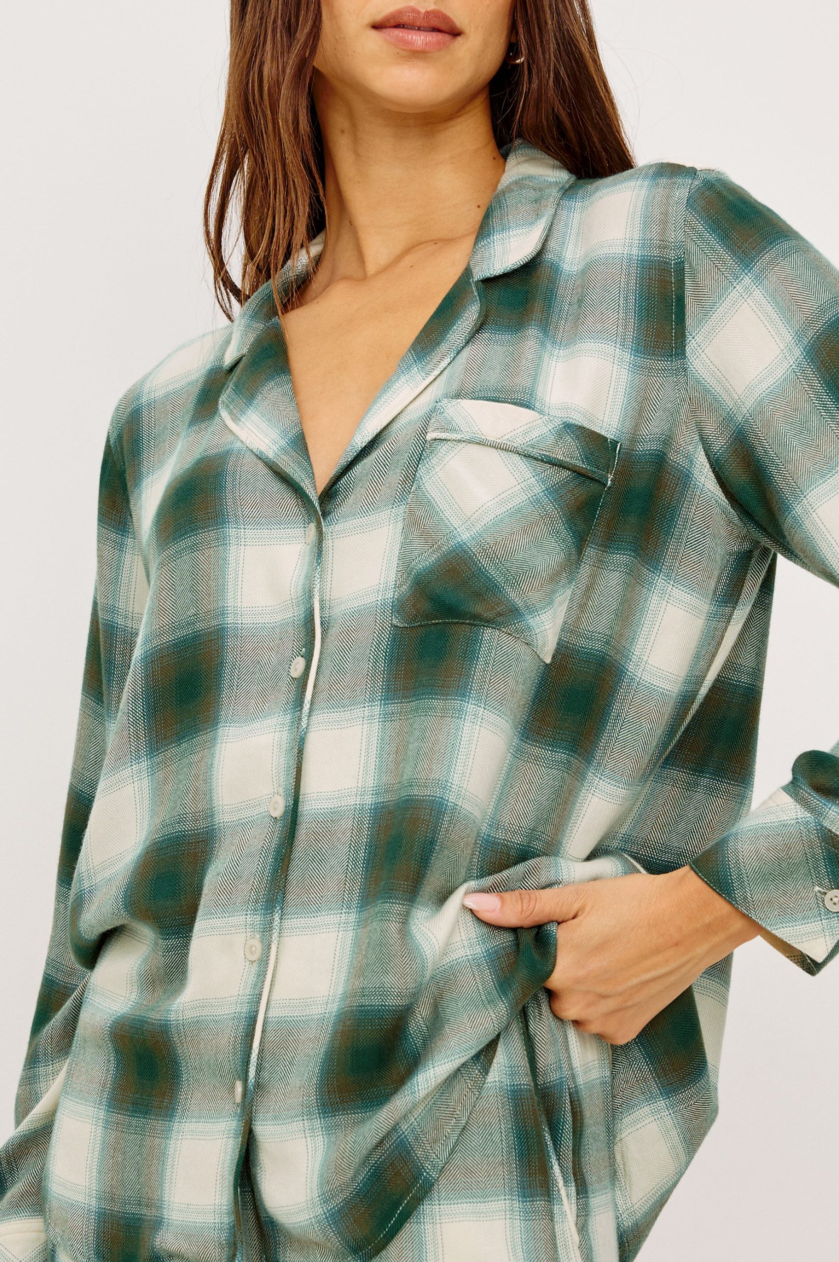 LUNA PAJAMA SET - IVORY OLIVE TEAL - Image 2