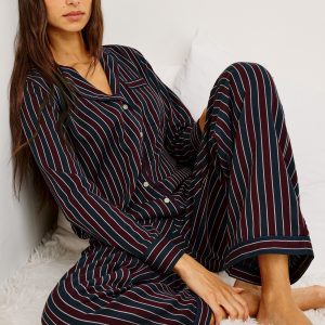 LUNA PAJAMA SET - NAVY OXBLOOD STRIPE