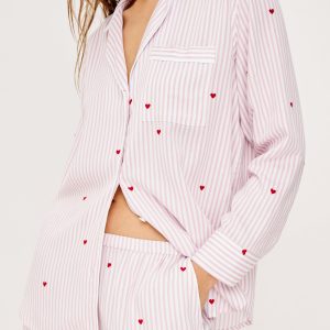 LUNA PAJAMA SET - ROSE STRIPE HEARTS
