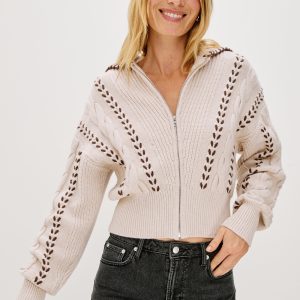 LUNE SWEATER - OATMEAL BROWN WHIP STITCH