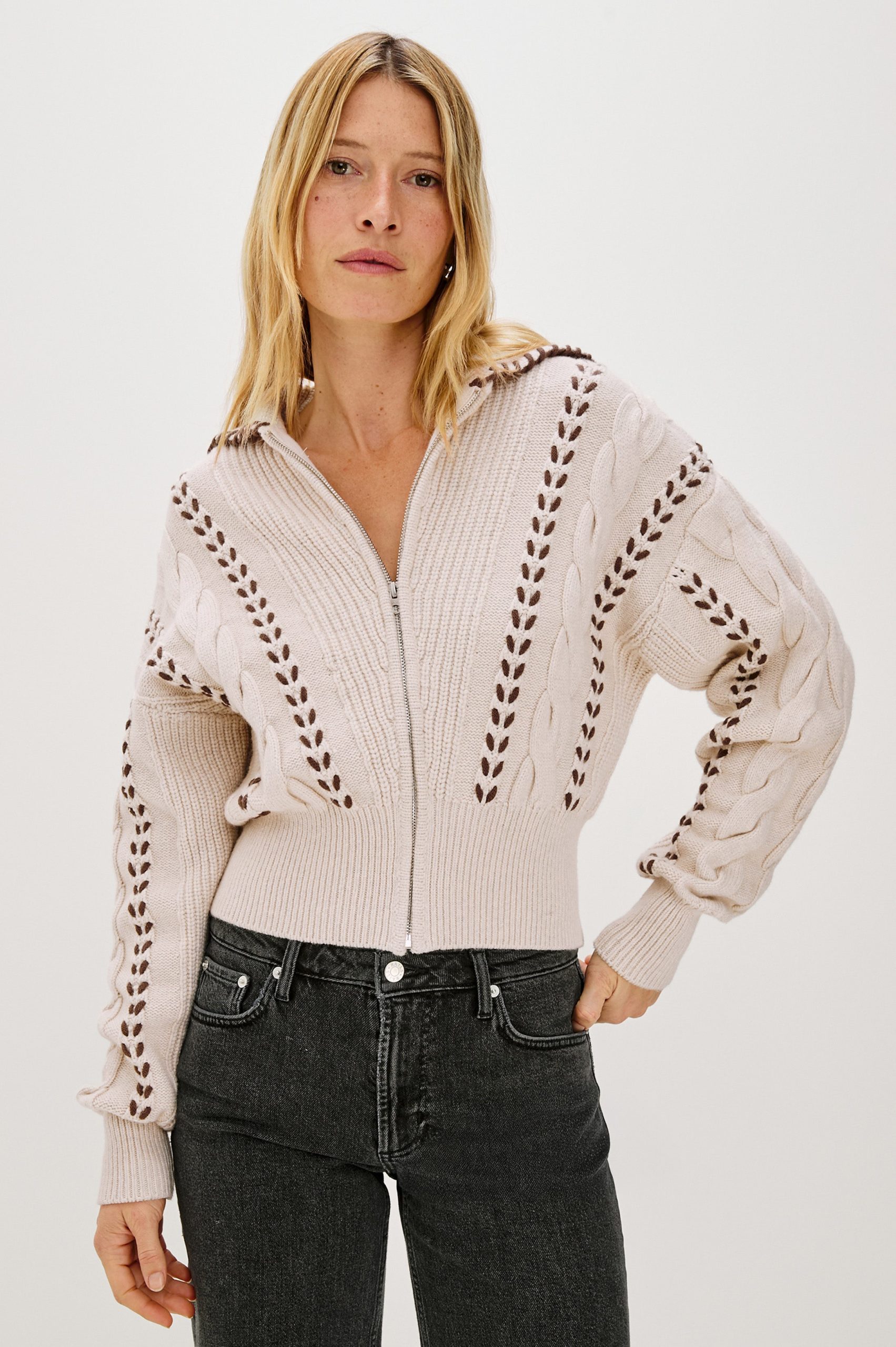 LUNE SWEATER - OATMEAL BROWN WHIP STITCH - Image 4